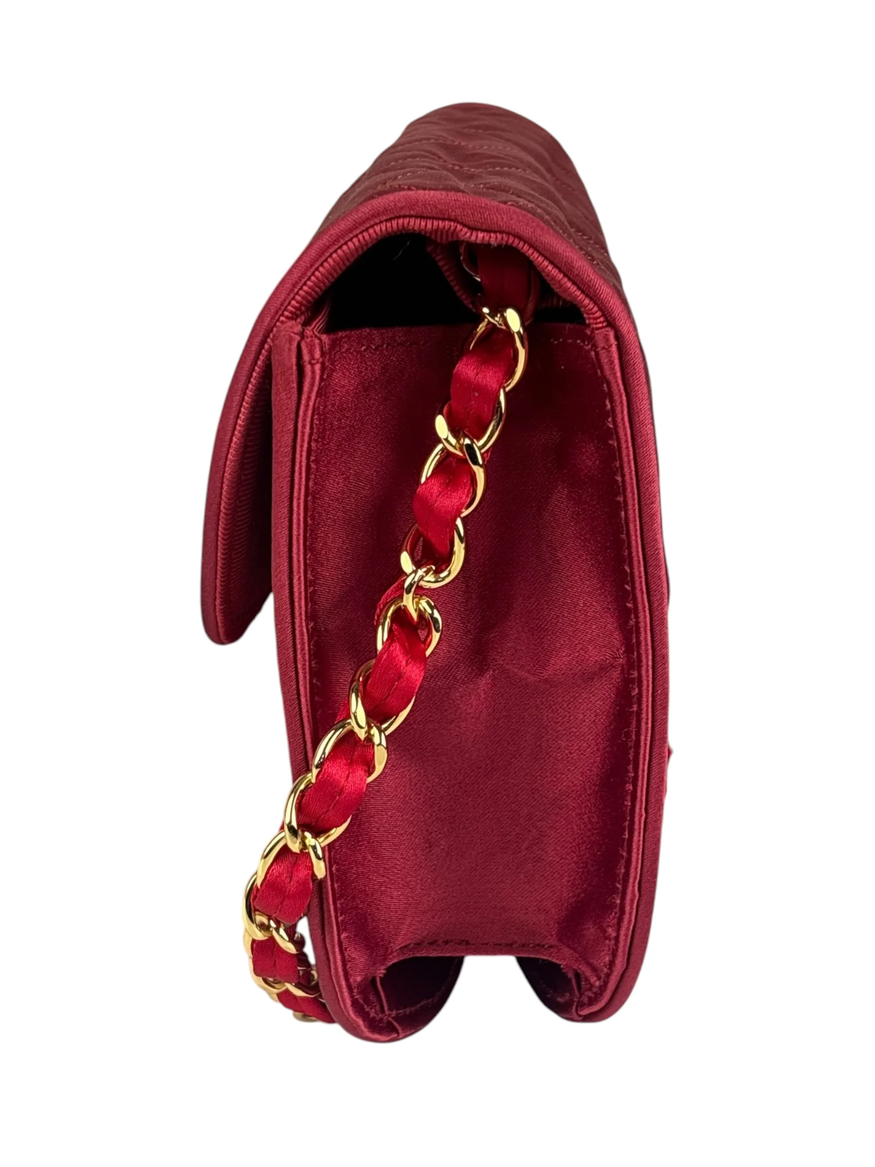 Chanel Vintage Two Tone Red Satin Flap 1989 - Image 4