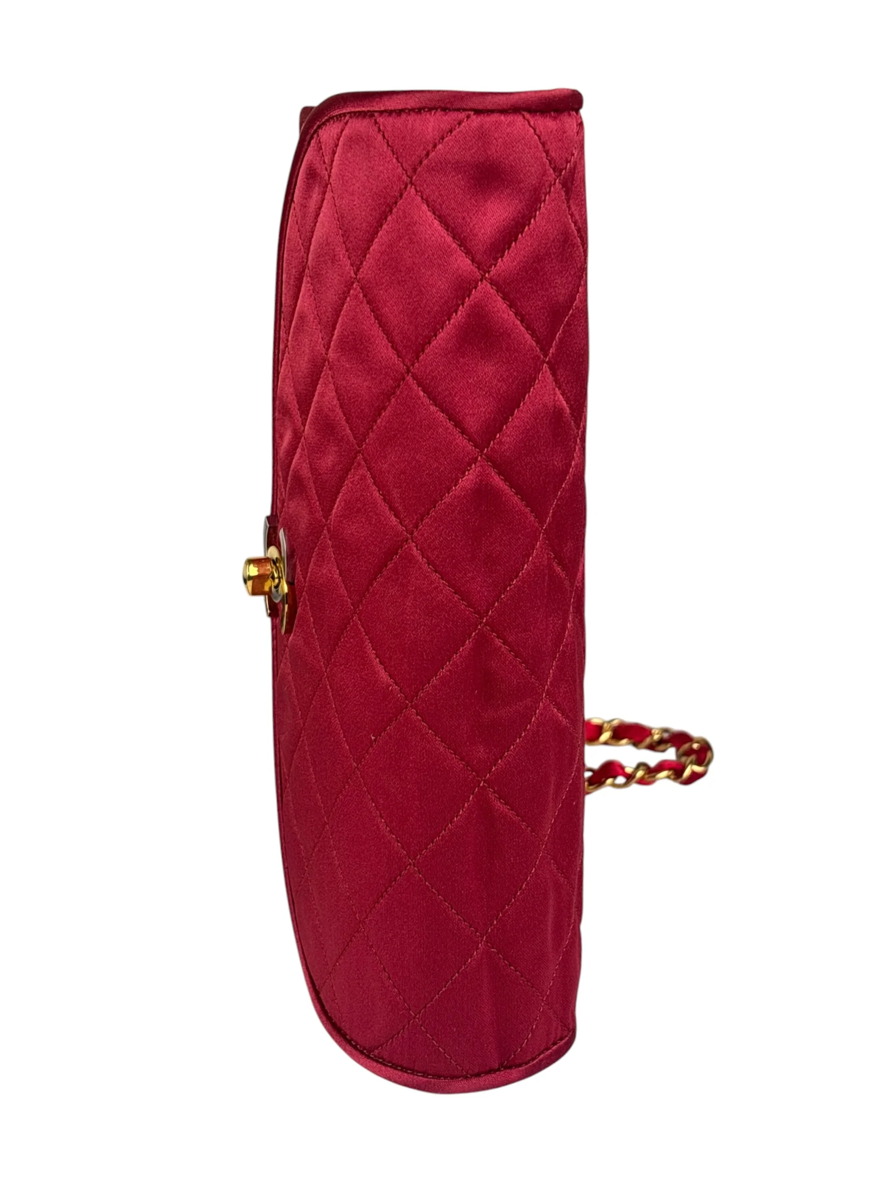 Chanel Vintage Two Tone Red Satin Flap 1989 - Image 7