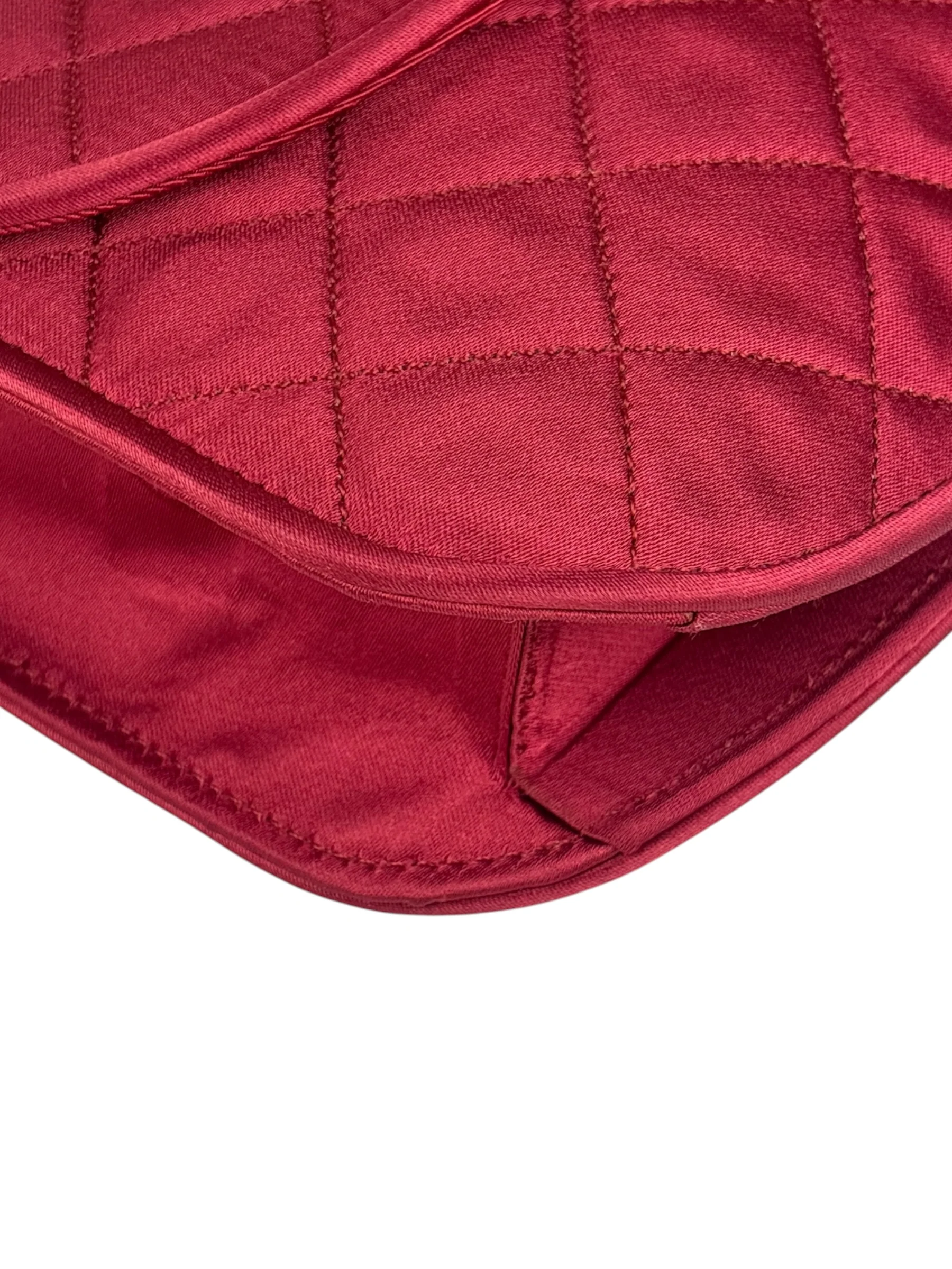 Chanel Vintage Two Tone Red Satin Flap 1989 - Image 9