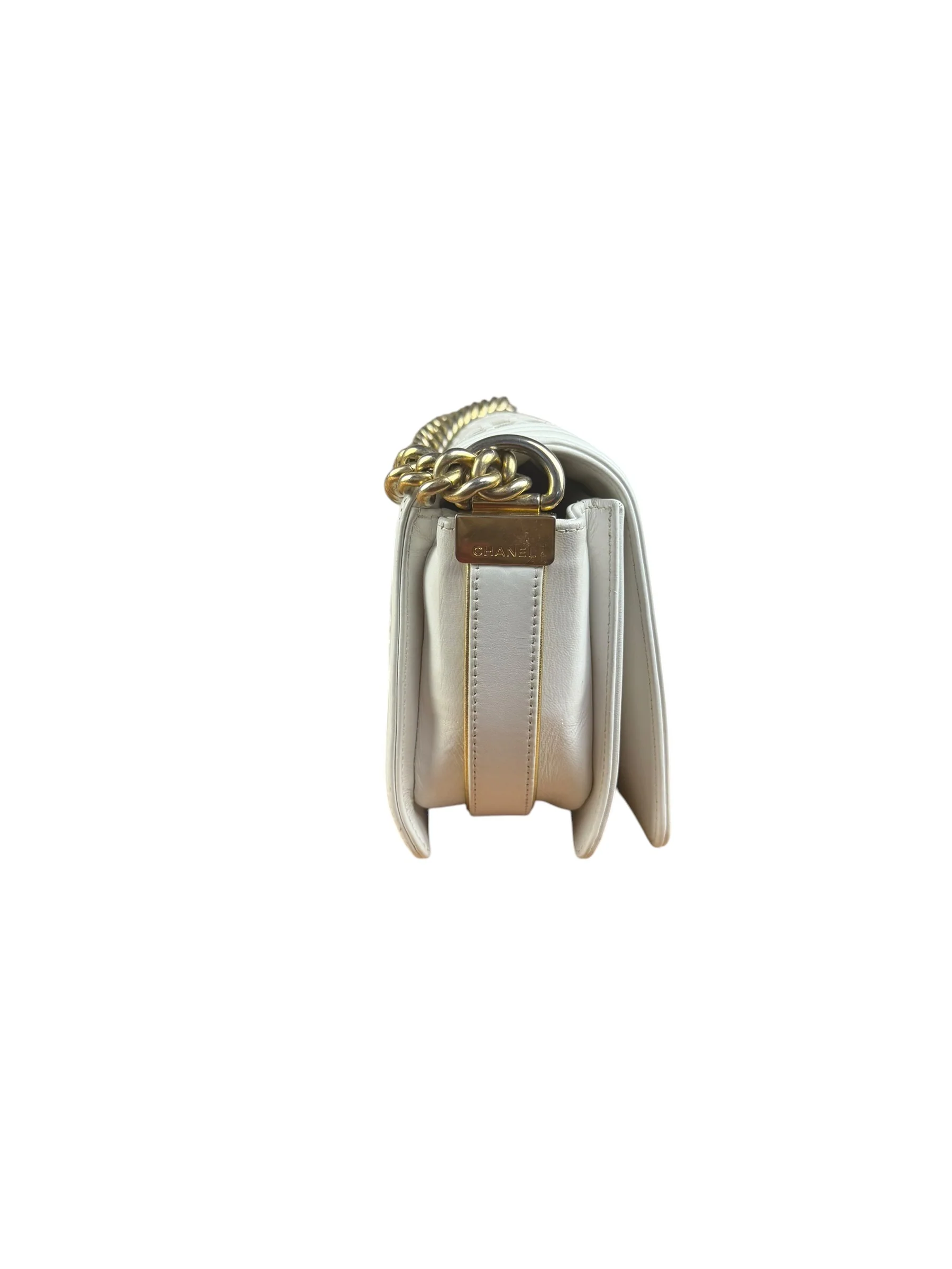 Chanel Vintage White Leather Braided Boy Shoulder Bag 1989 - Image 6