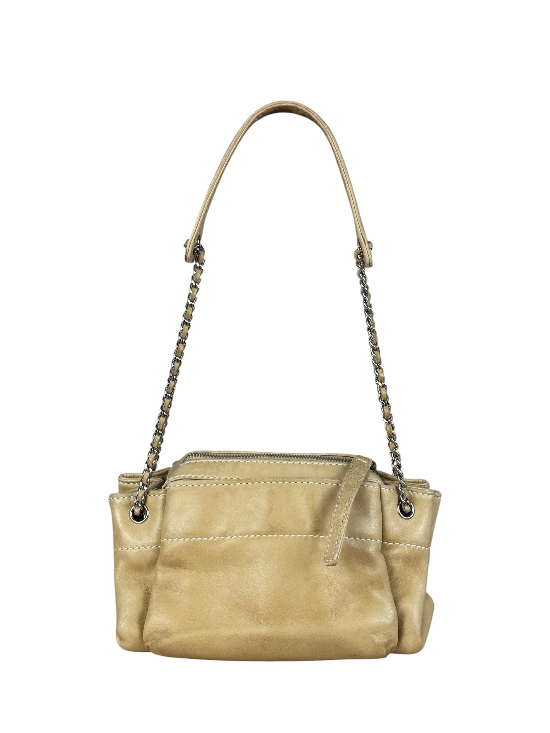 Chanel Warm Beige Leather LAX Accordion Shoulder Bag 2003 - Image 2