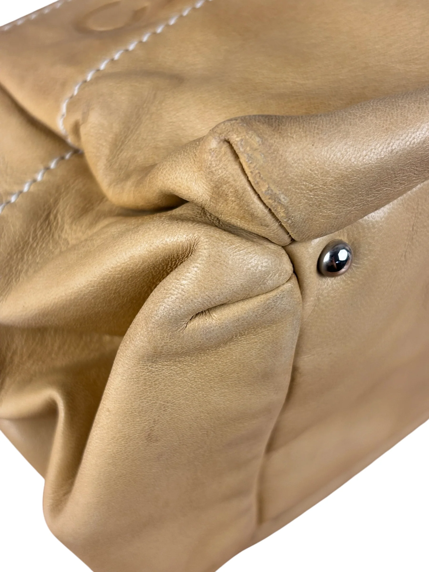 Chanel Warm Beige Leather LAX Accordion Shoulder Bag 2003 - Image 7