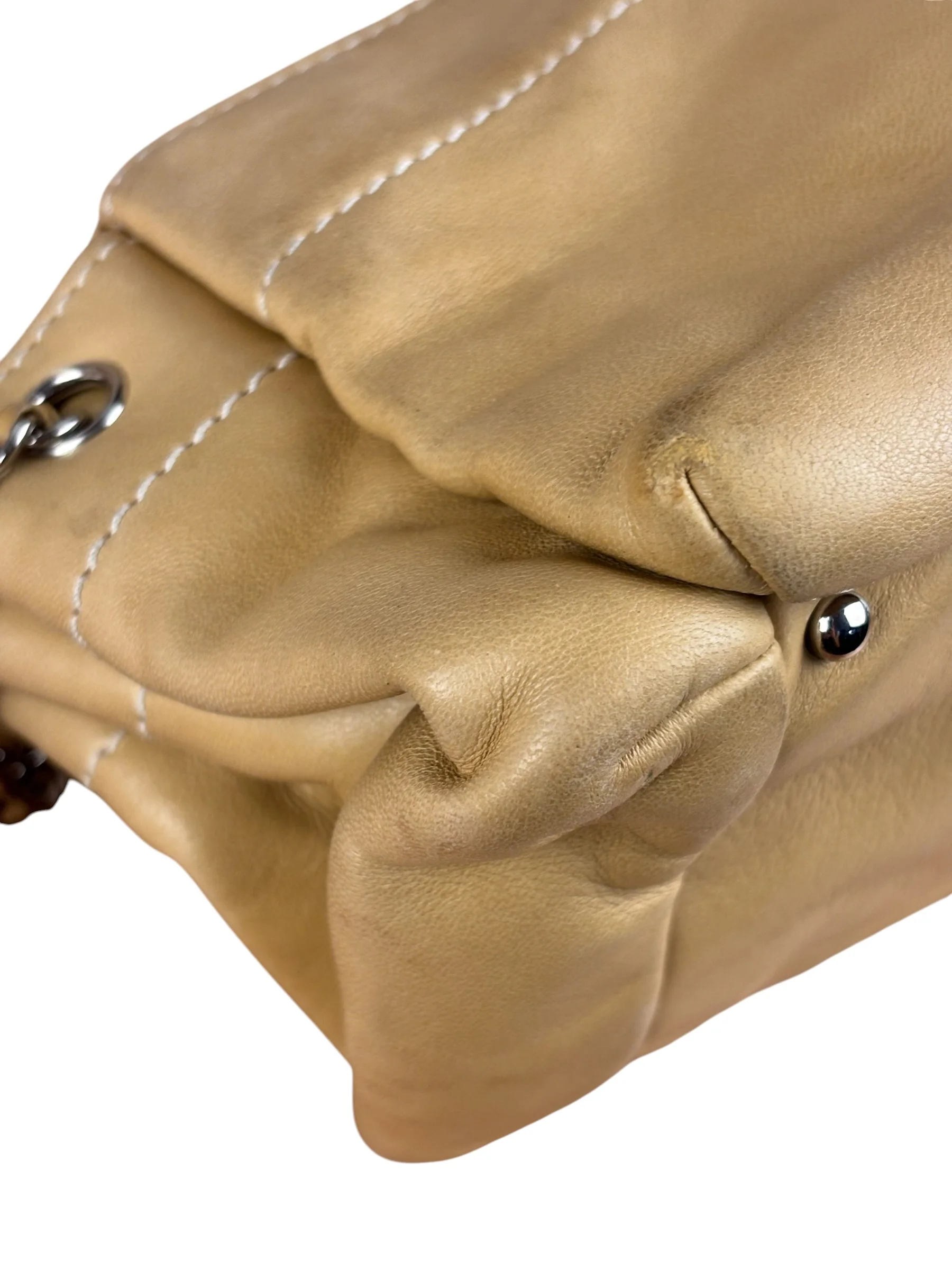 Chanel Warm Beige Leather LAX Accordion Shoulder Bag 2003 - Image 9