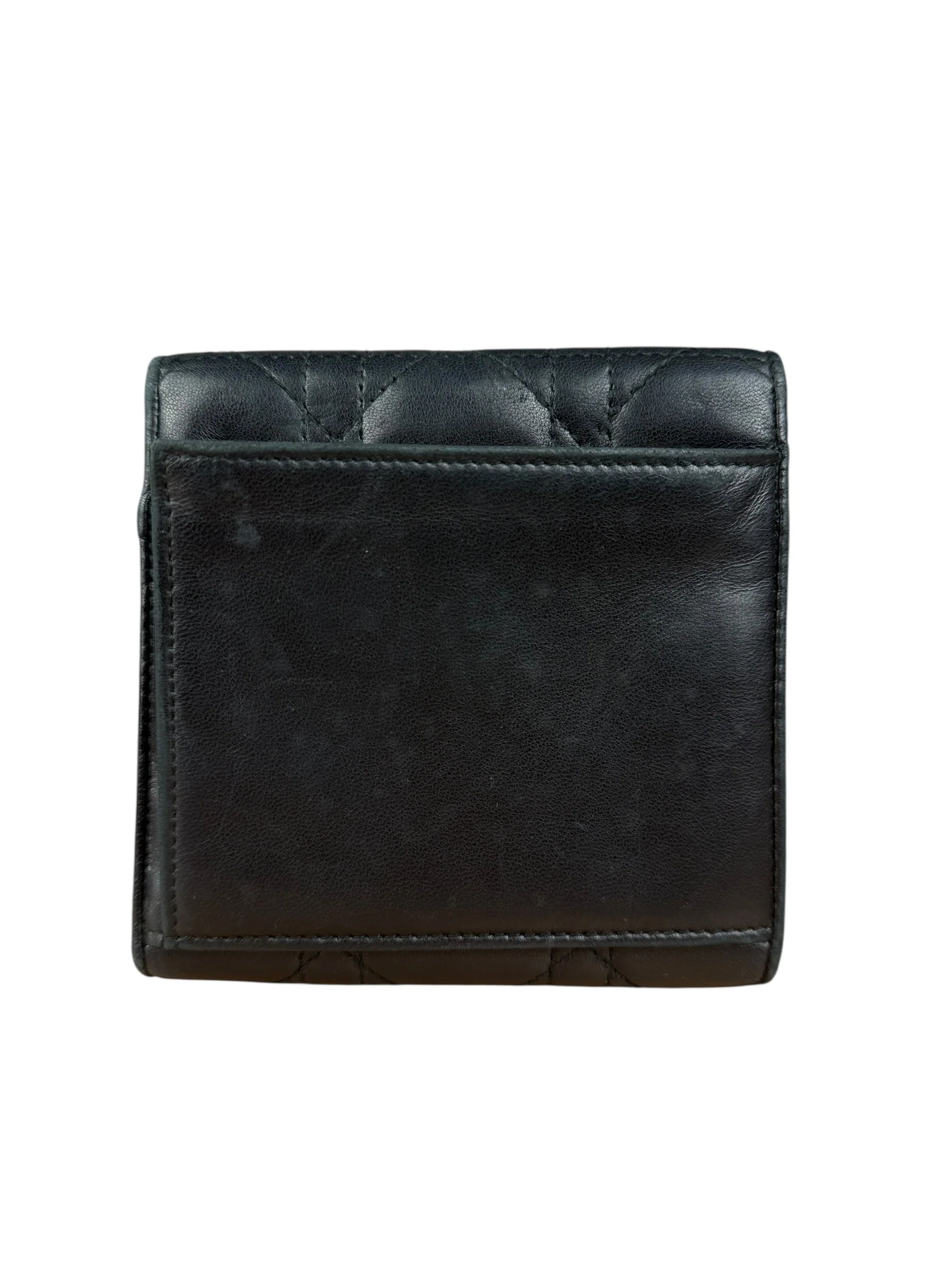 Christian Dior Black Leather Quilted Compact Wallet - Image 7