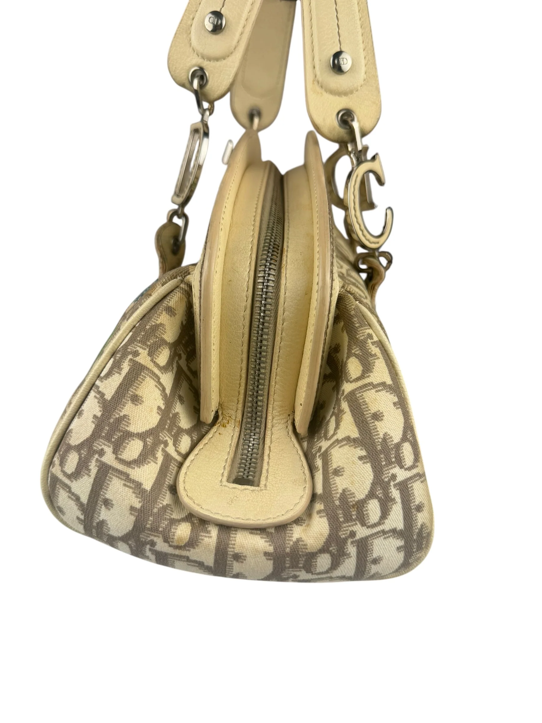Christian Dior Vintage Monogram Flower Frame Satchel Hand Bag - Image 10