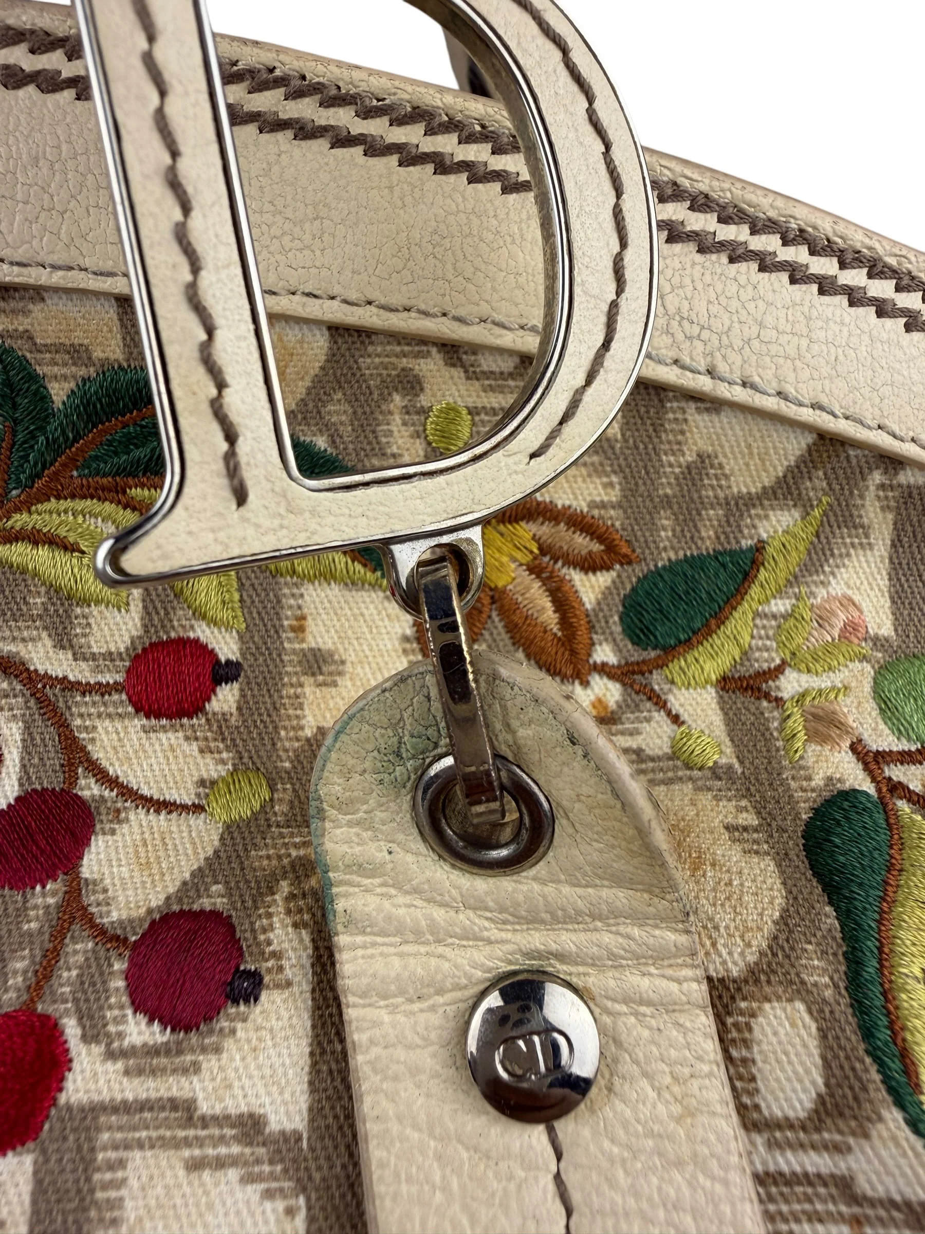 Christian Dior Vintage Monogram Flower Frame Satchel Hand Bag - Image 8