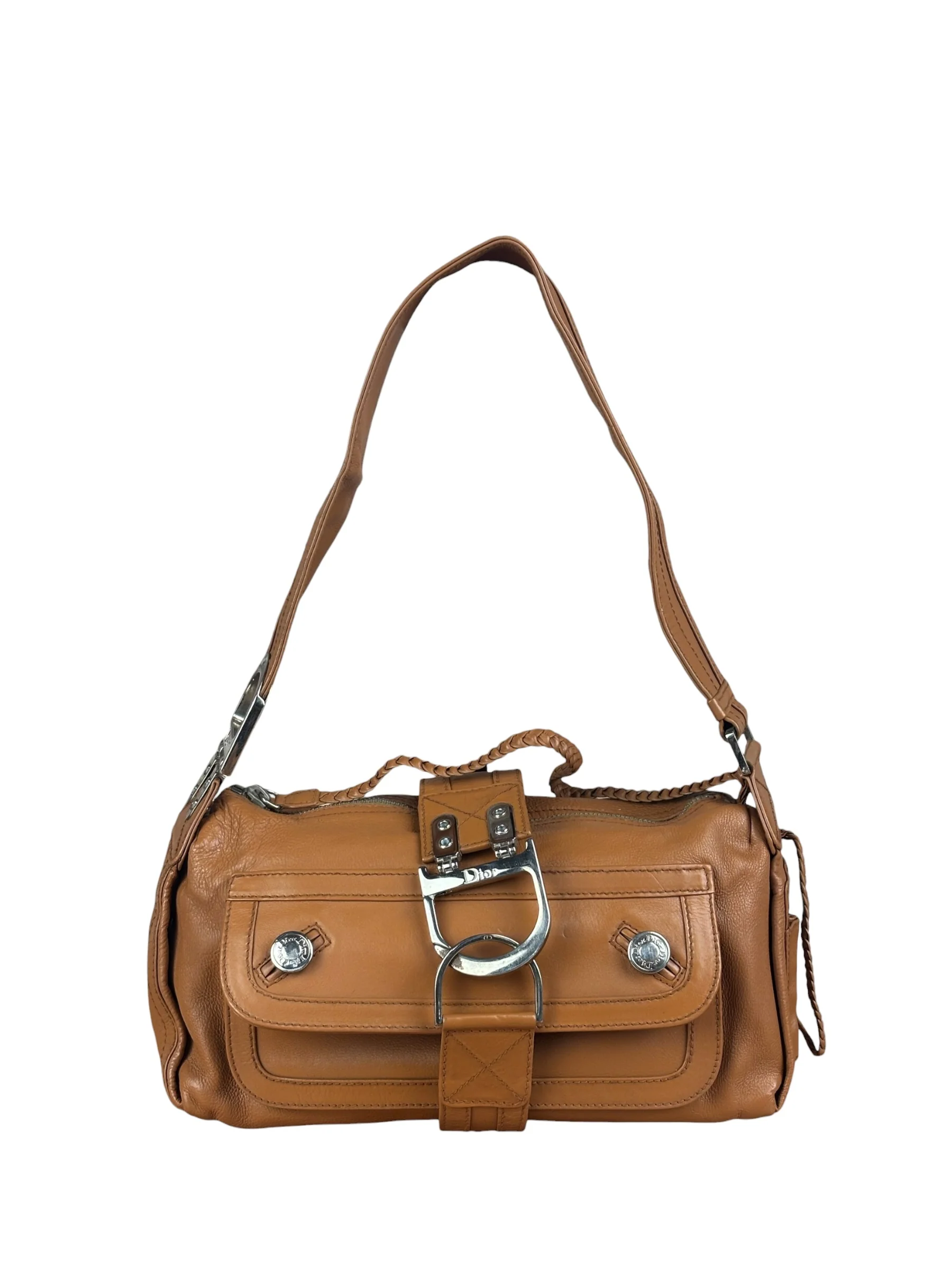 Christian Dior Vintage Tan Brown Leather Flight Medium