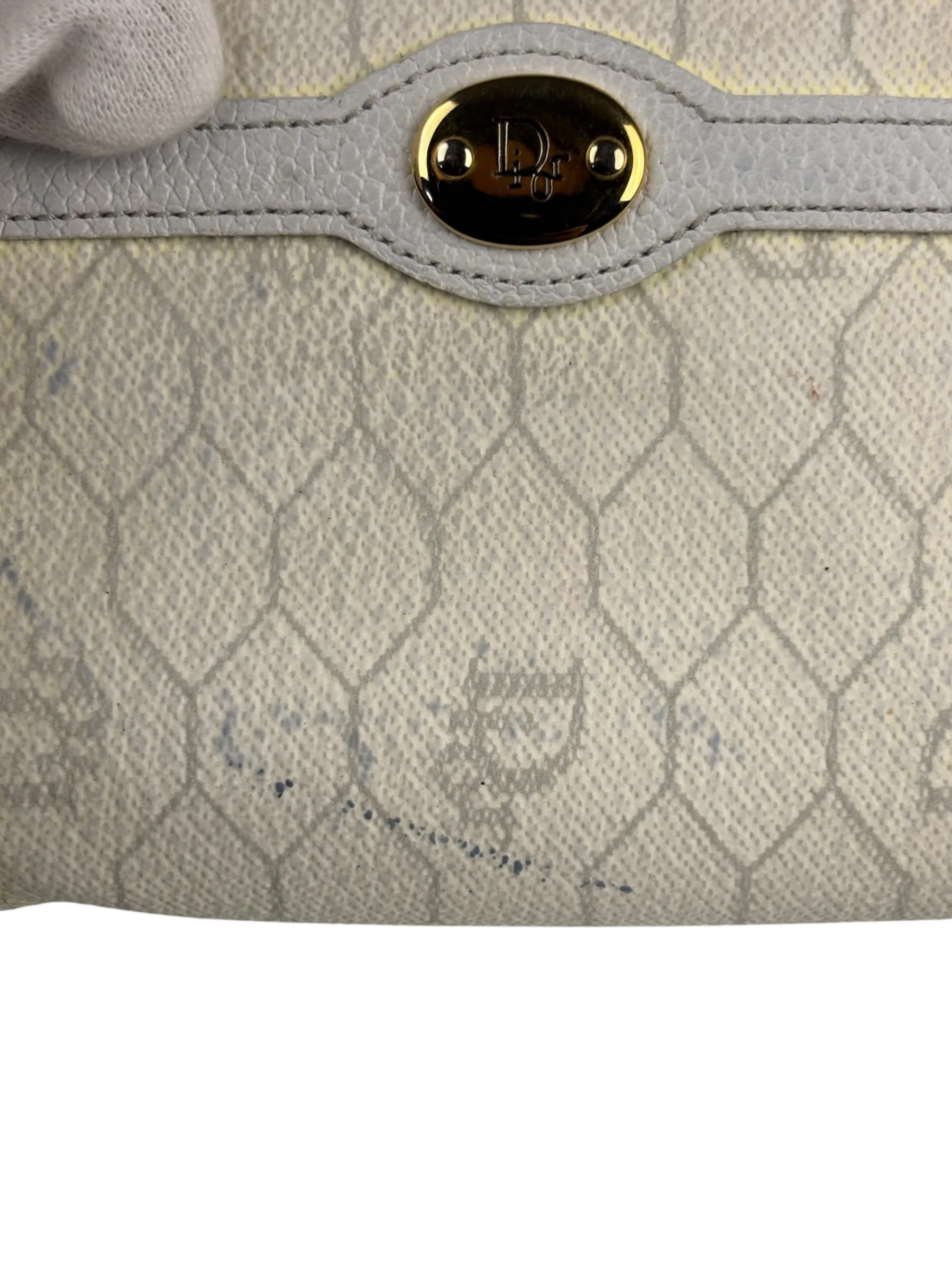 Christian Dior Vintage White Honeycomb Print Mini Coin Pouch - Image 14