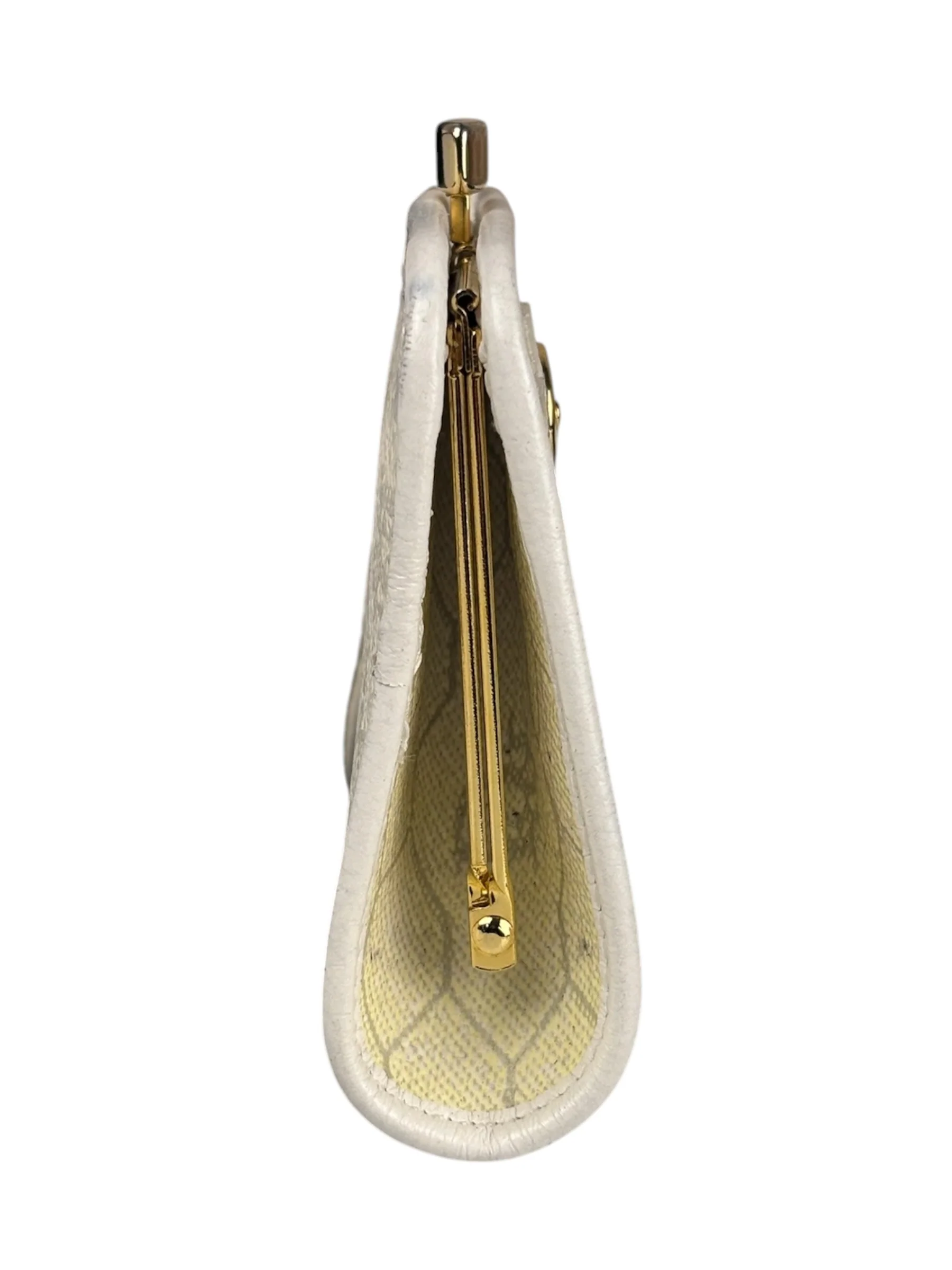Christian Dior Vintage White Honeycomb Print Mini Coin Pouch - Image 5