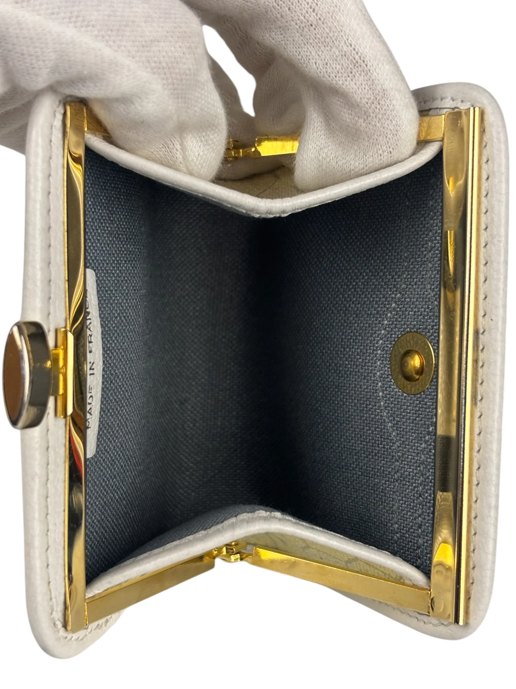 Christian Dior Vintage White Honeycomb Print Mini Coin Pouch - Image 6