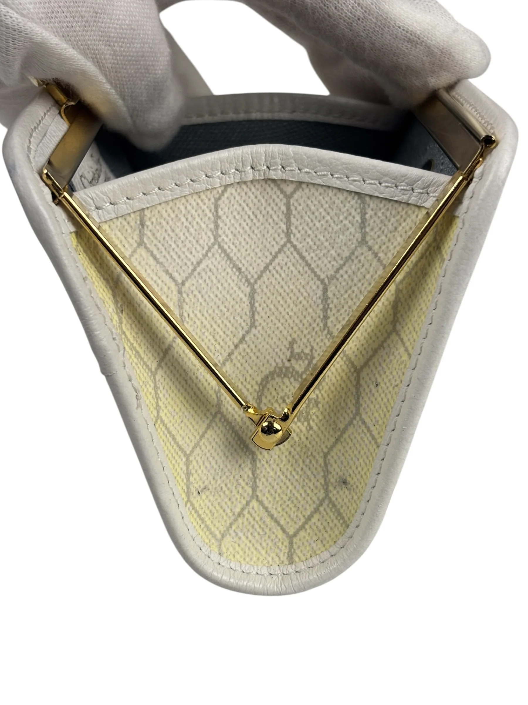 Christian Dior Vintage White Honeycomb Print Mini Coin Pouch - Image 7