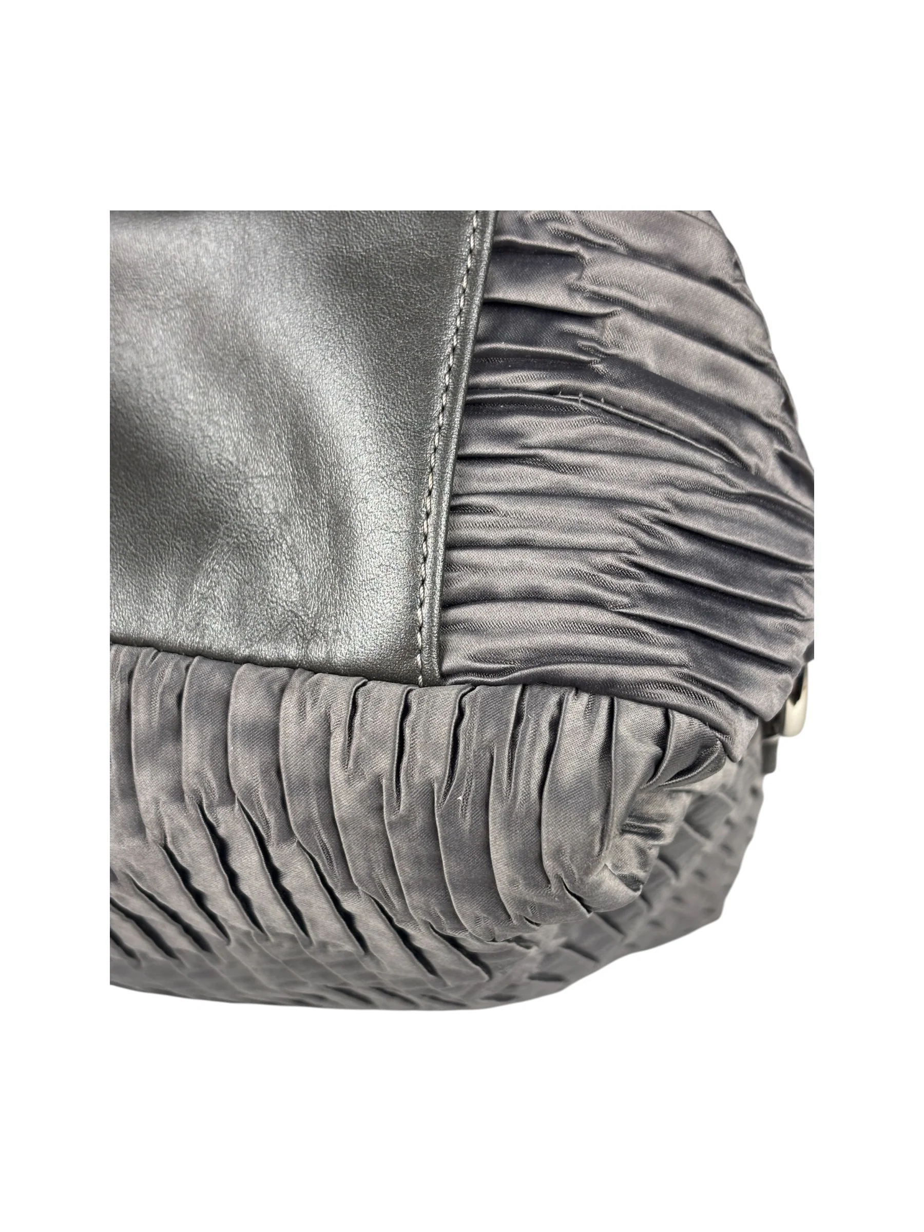 Coach Vintage Metallic Grey Leather Ashley Gathered Sateen Satchel Shoulder Bag - Image 15