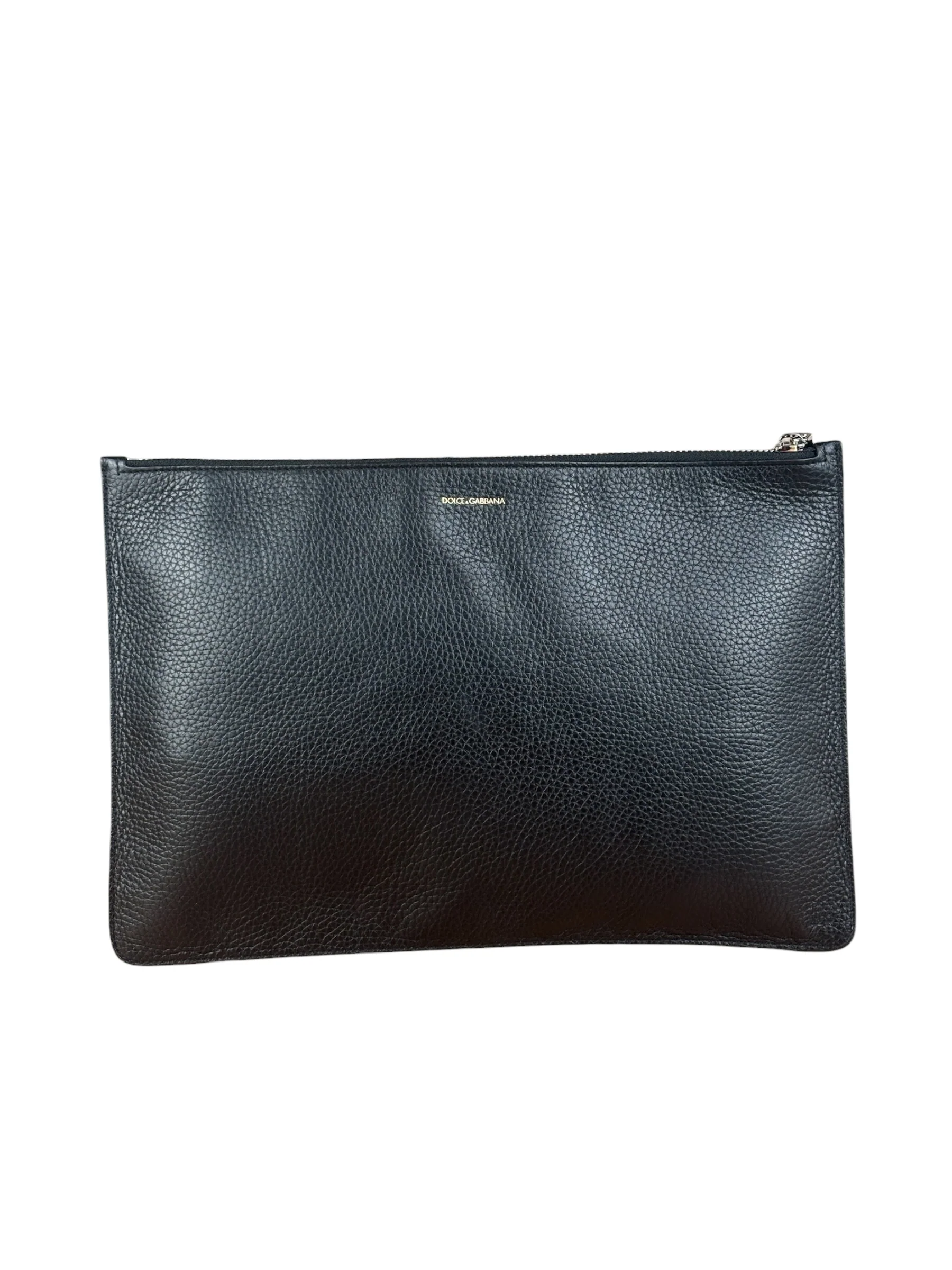 Dolce & Gabbana Black Pebbled Leather DJ Turntable Set Zip Pouch - Image 2