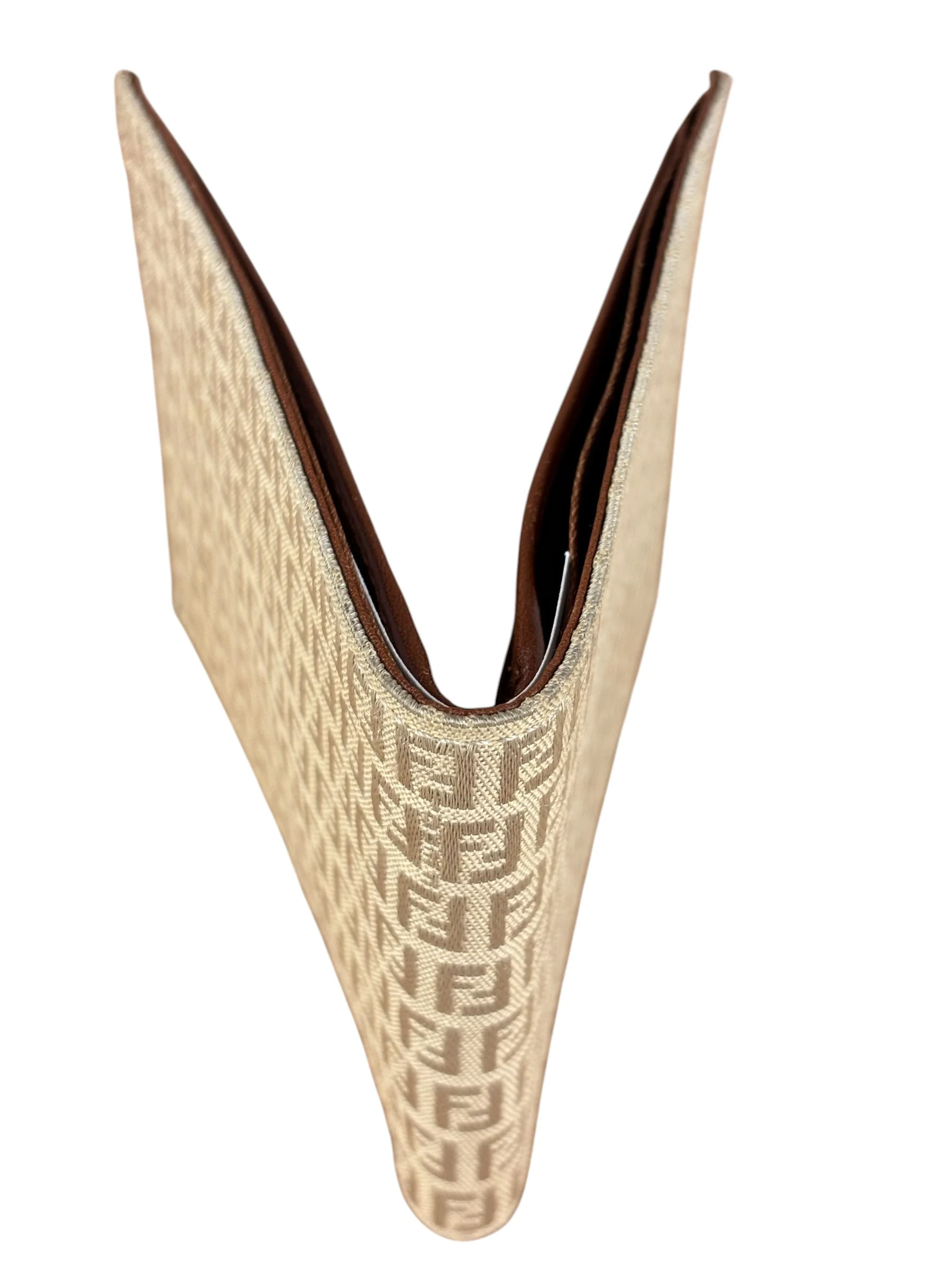 Fendi Beige FF Jacquard Bi-Fold Wallet - Image 6