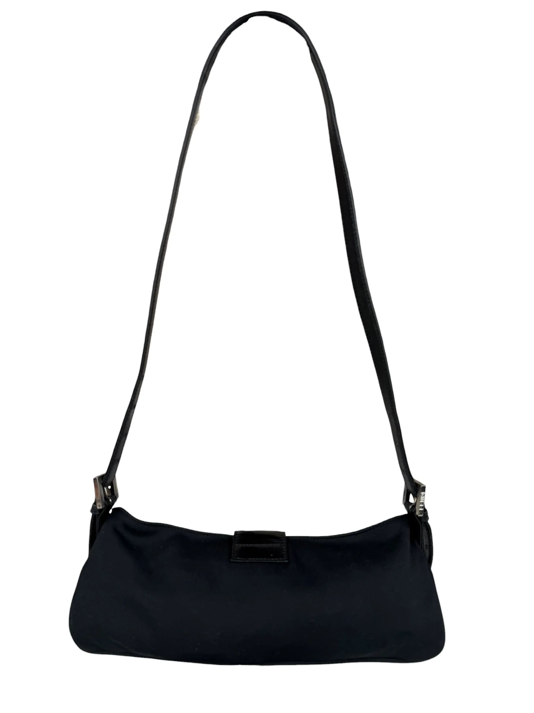 Fendi Black Nylon Mamma Baguette Shoulder Bag - Image 6
