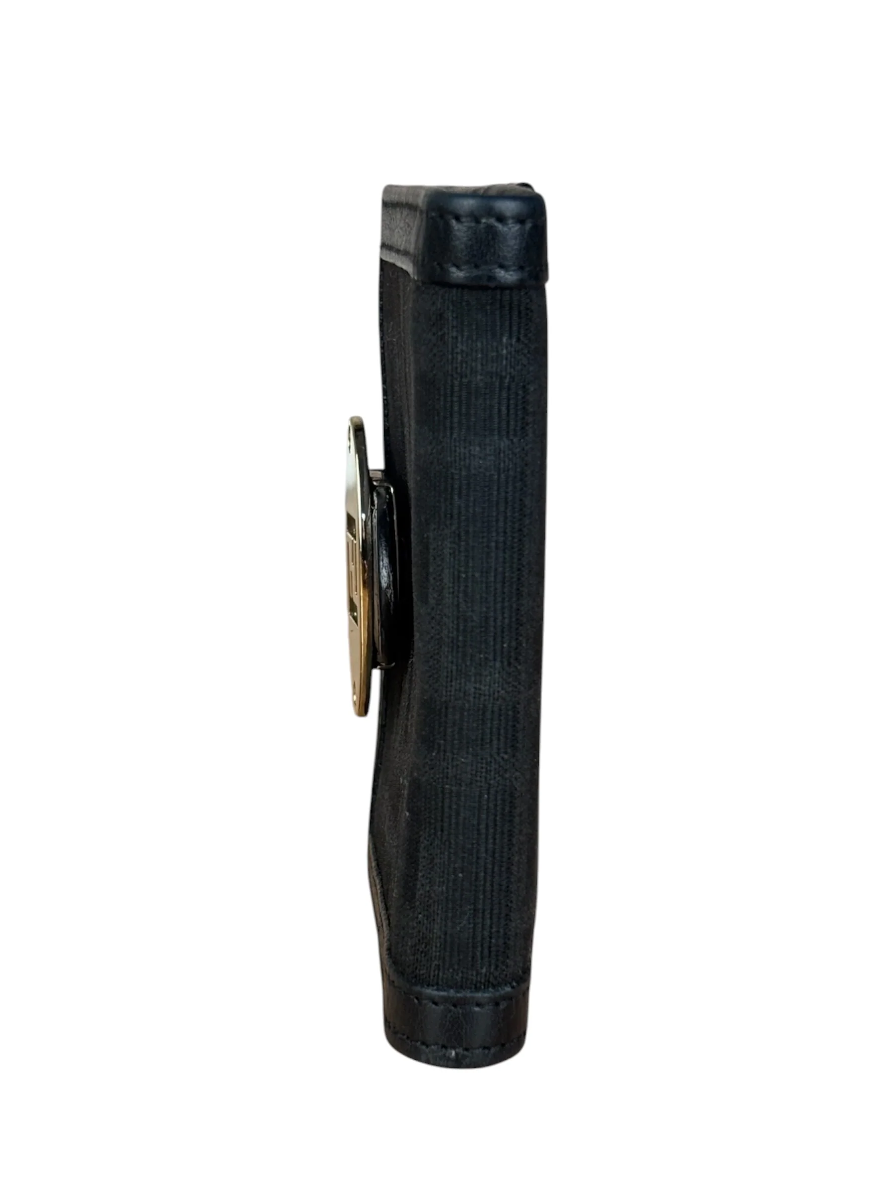 Fendi FF Black Canvas Leather Trim Compact Wallet - Image 9