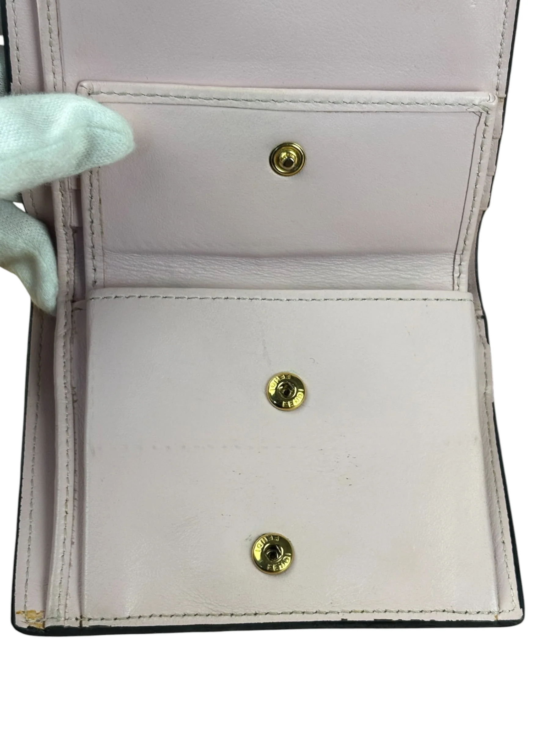 Fendi Light Pink Leather F Logo Snap Wallet - Image 2