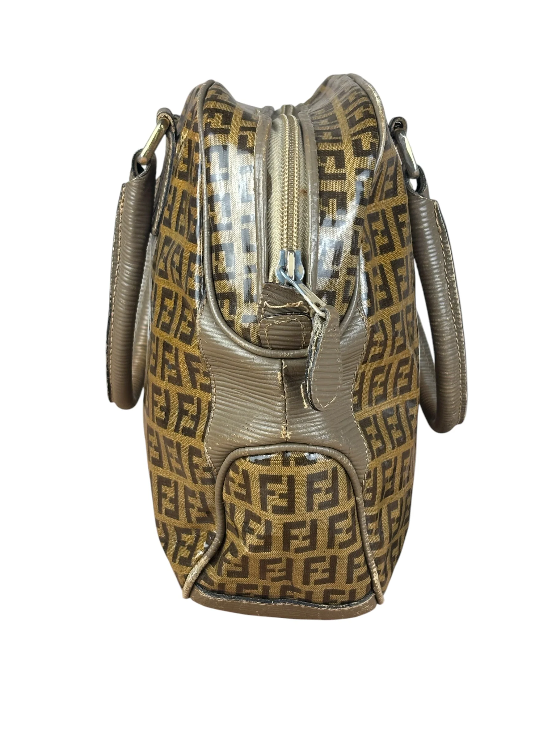 Fendi Vintage FF Brown PVC Handbag - Image 7