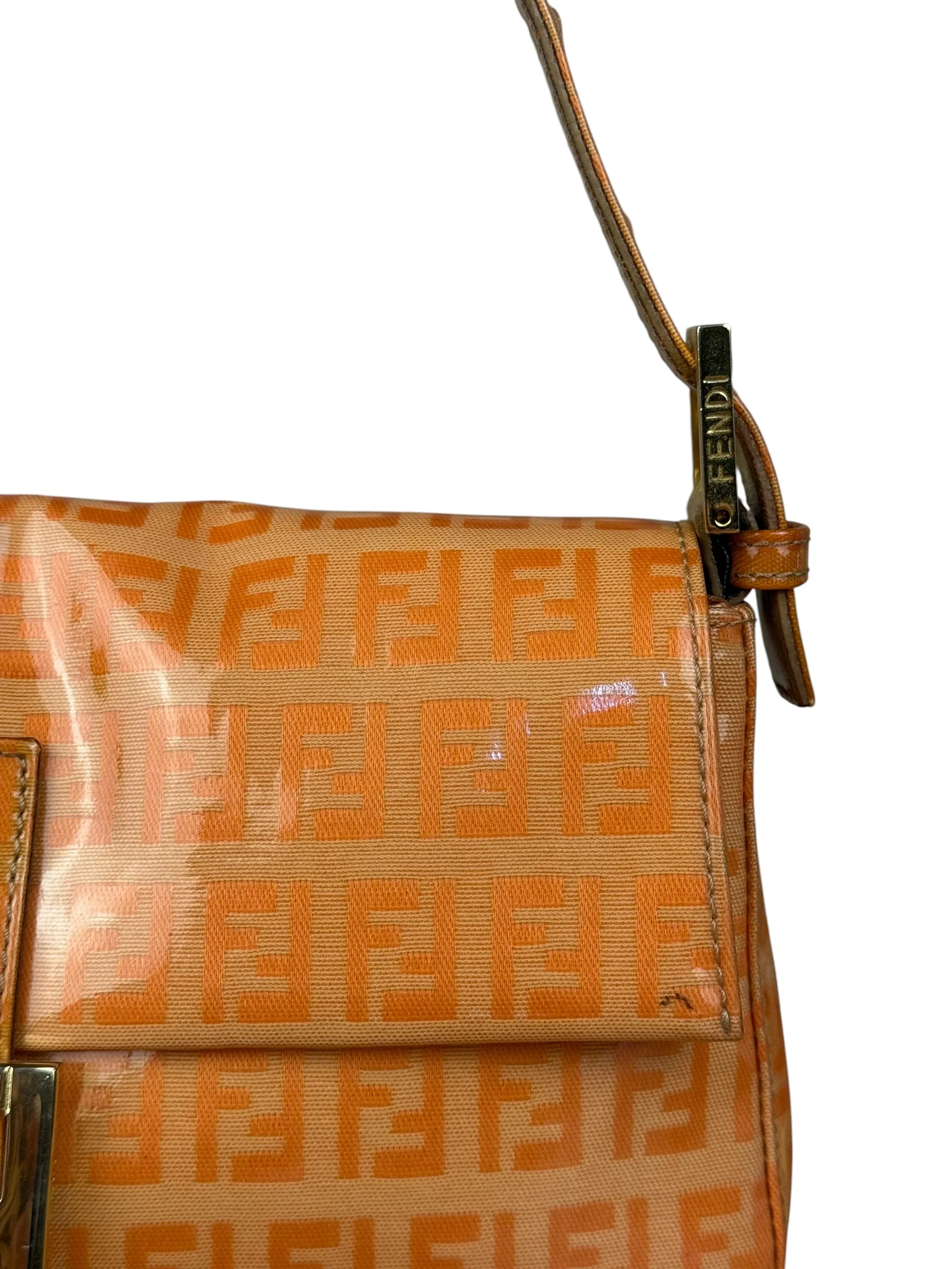 Fendi Vintage Orange Zucca Mamma FF Monogram Baguette - Image 3
