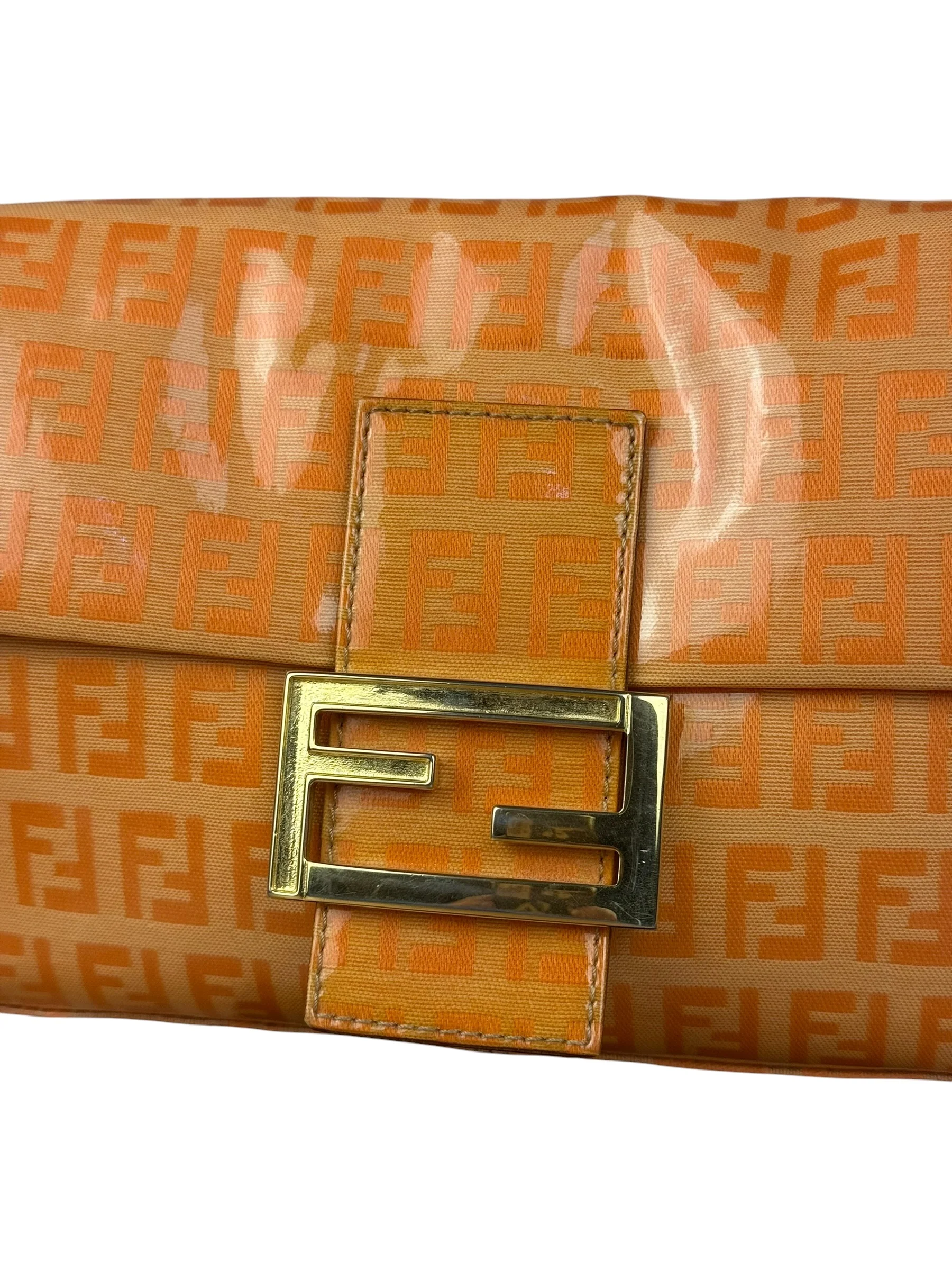 Fendi Vintage Orange Zucca Mamma FF Monogram Baguette - Image 4