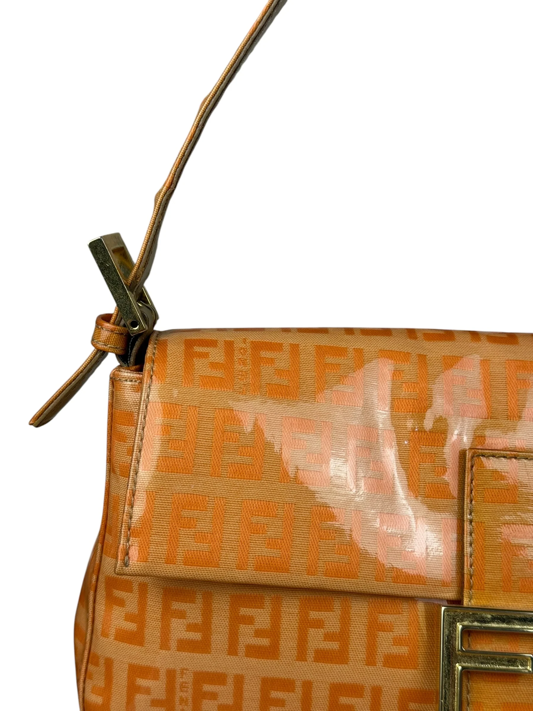 Fendi Vintage Orange Zucca Mamma FF Monogram Baguette - Image 5