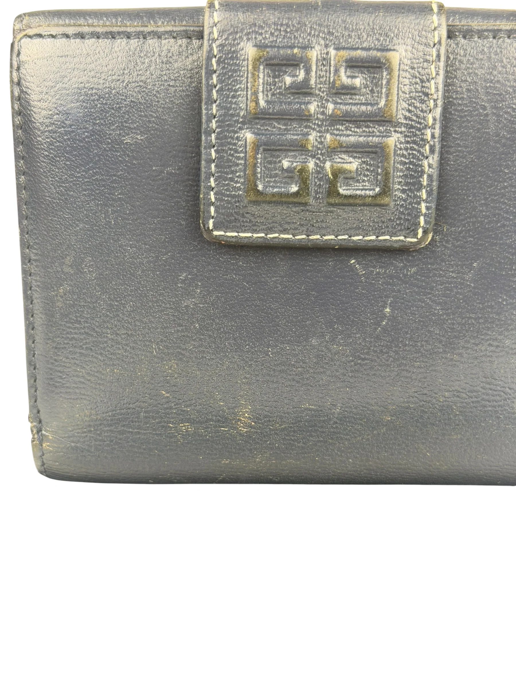 Givenchy Vintage Navy Blue Leather Compact Emblem Wallet 4G - Image 2