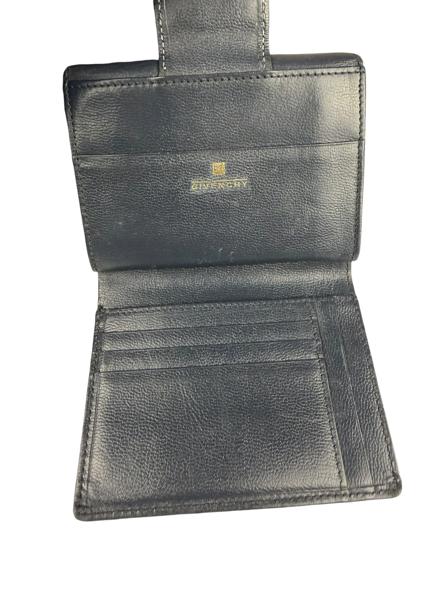 Givenchy Vintage Navy Blue Leather Compact Emblem Wallet 4G - Image 7