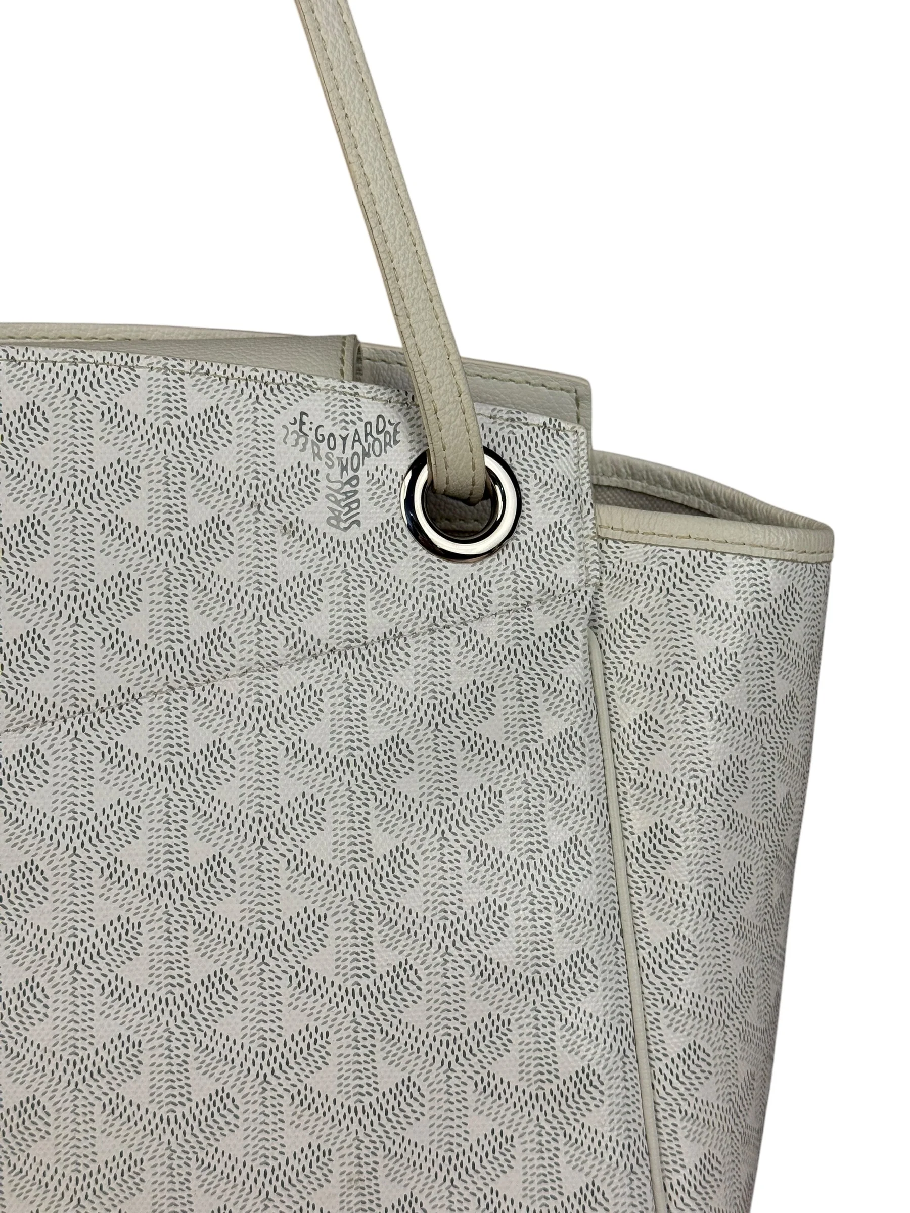 Goyard White Goyardine Sac Rouette PM Shoulder Tote - Image 3