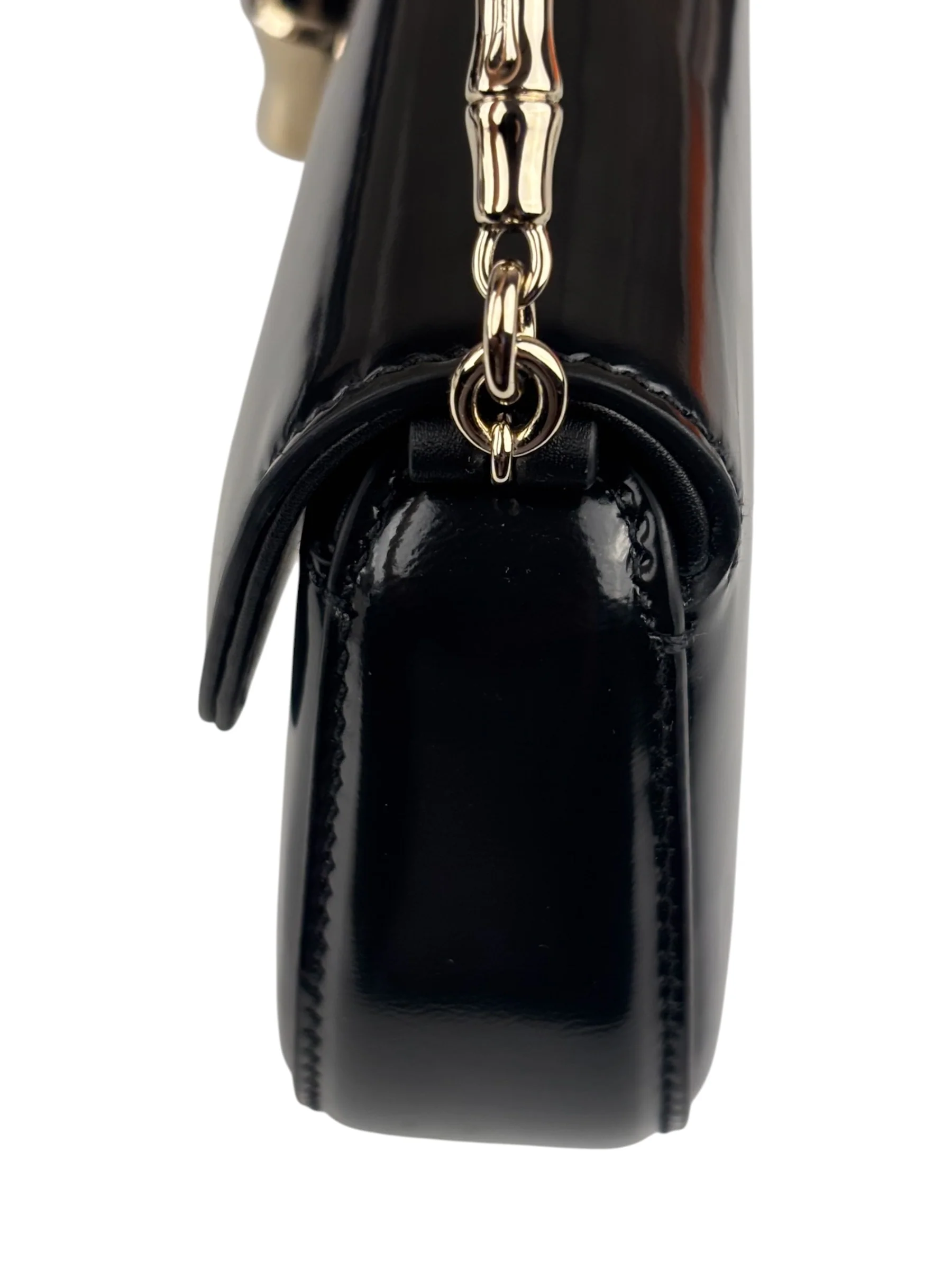 Gucci Black Leather Bamboo Night Small Clutch/Pochette - Image 8