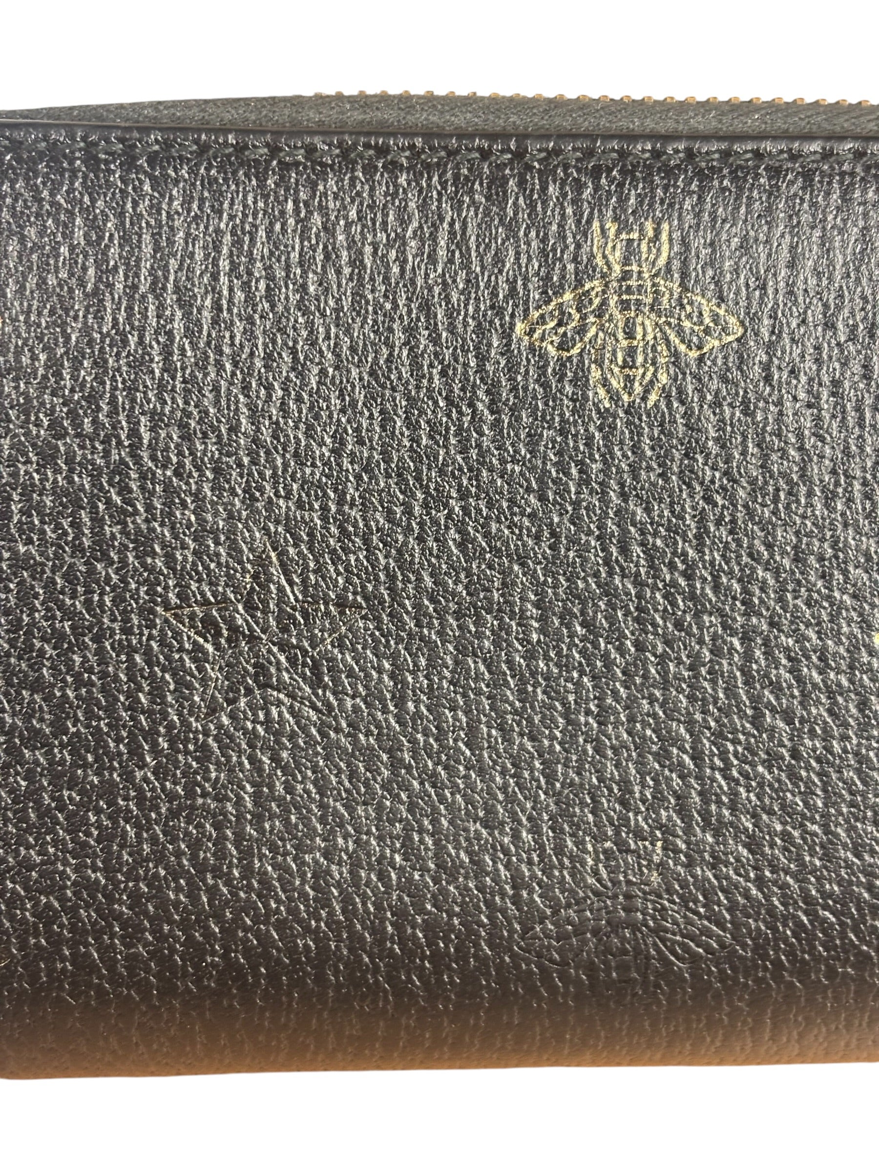 Gucci Black Leather Bee Long Zip Wallet - Image 13