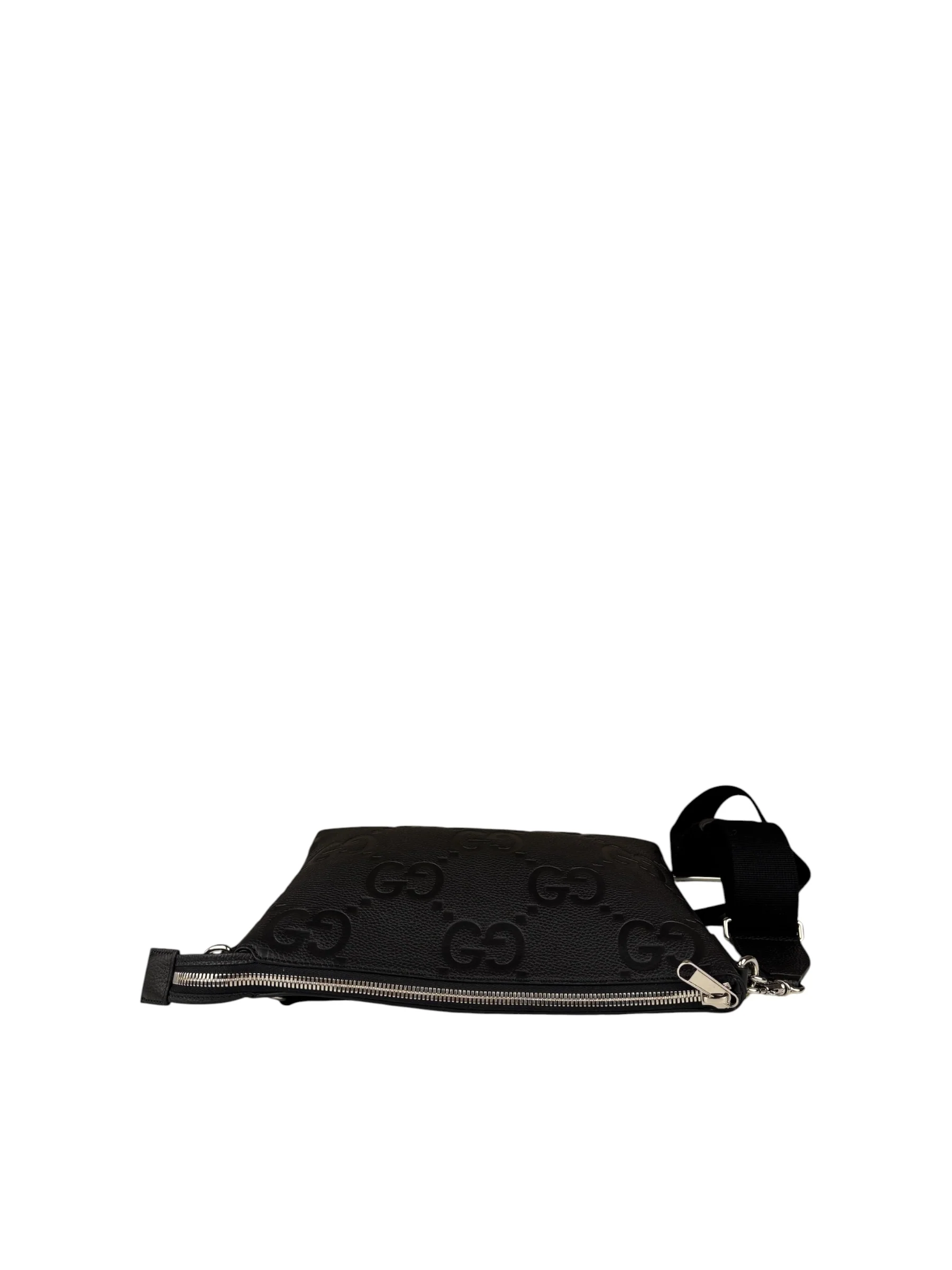 Gucci Black Leather Medium Jumbo GG Pouch/Messenger Crossbody Bag - Image 5
