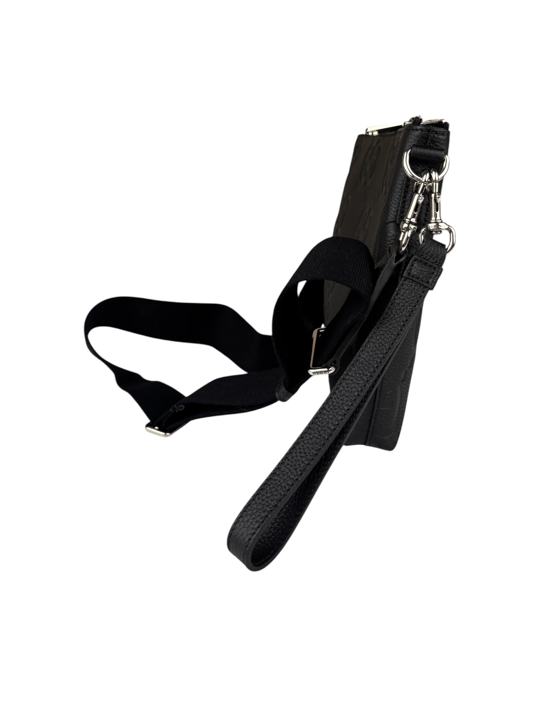 Gucci Black Leather Medium Jumbo GG Pouch/Messenger Crossbody Bag - Image 9