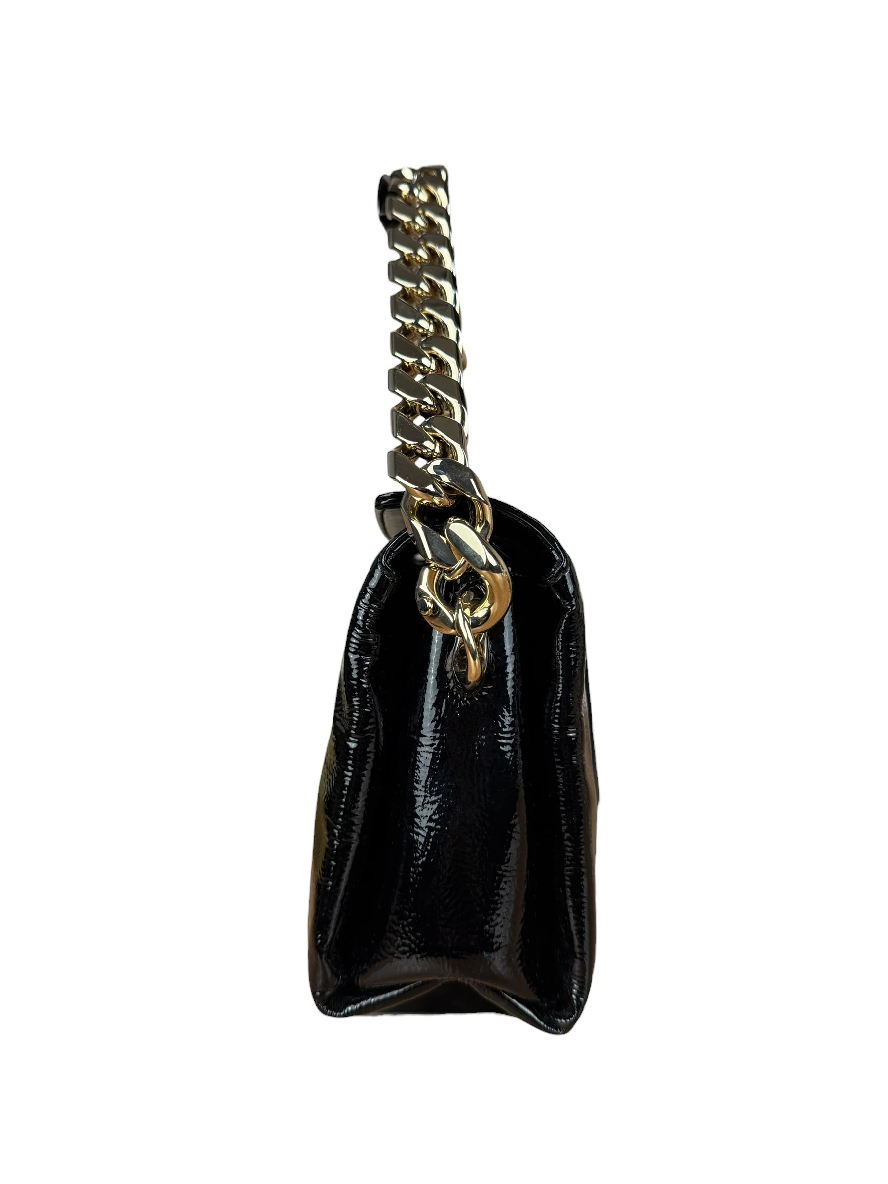 Gucci Black Patent Leather Chain Double G Shoulder Bag - Image 5