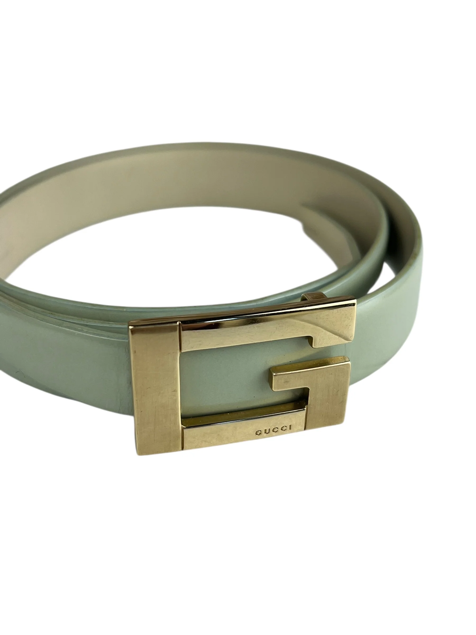 Gucci G Logo Thin Leather Mint Belt - Image 5