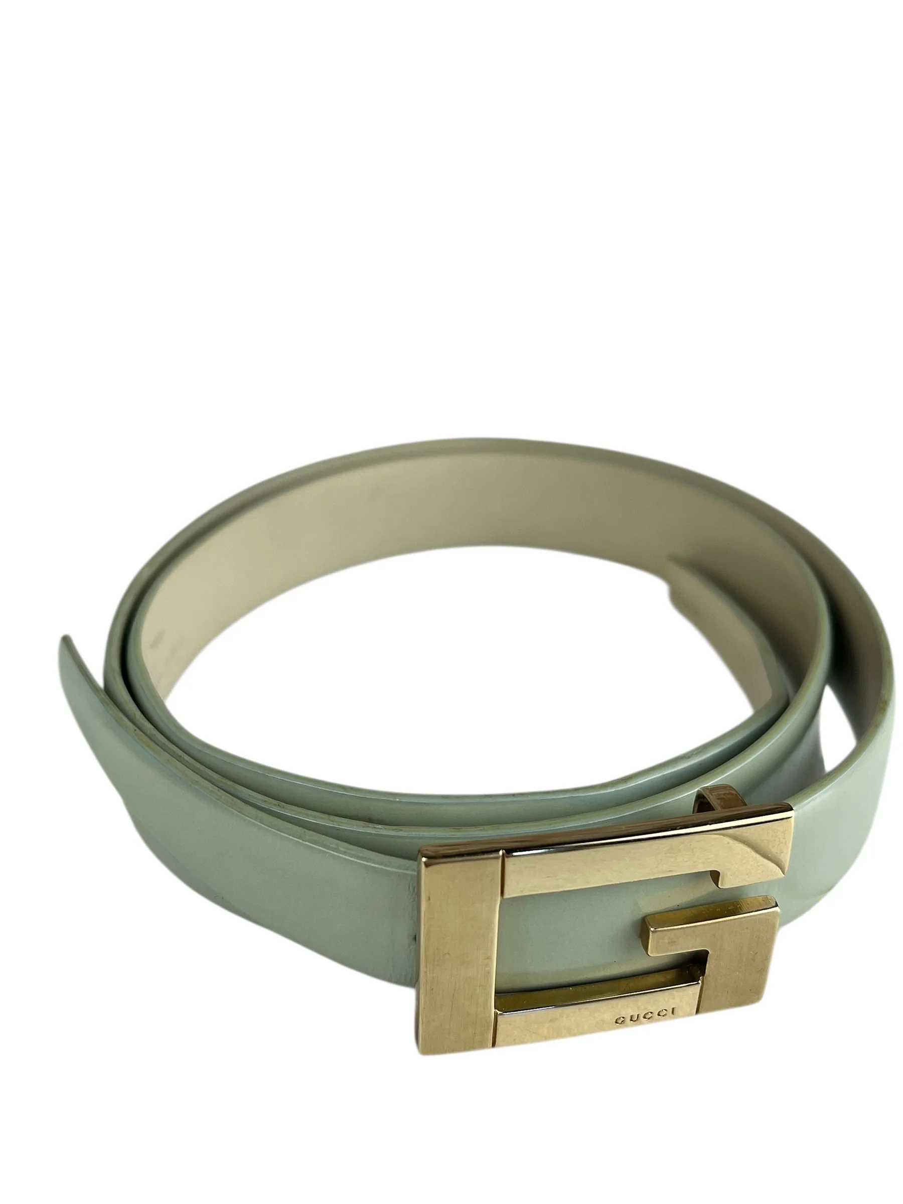 Gucci G Logo Thin Leather Mint Belt - Image 6