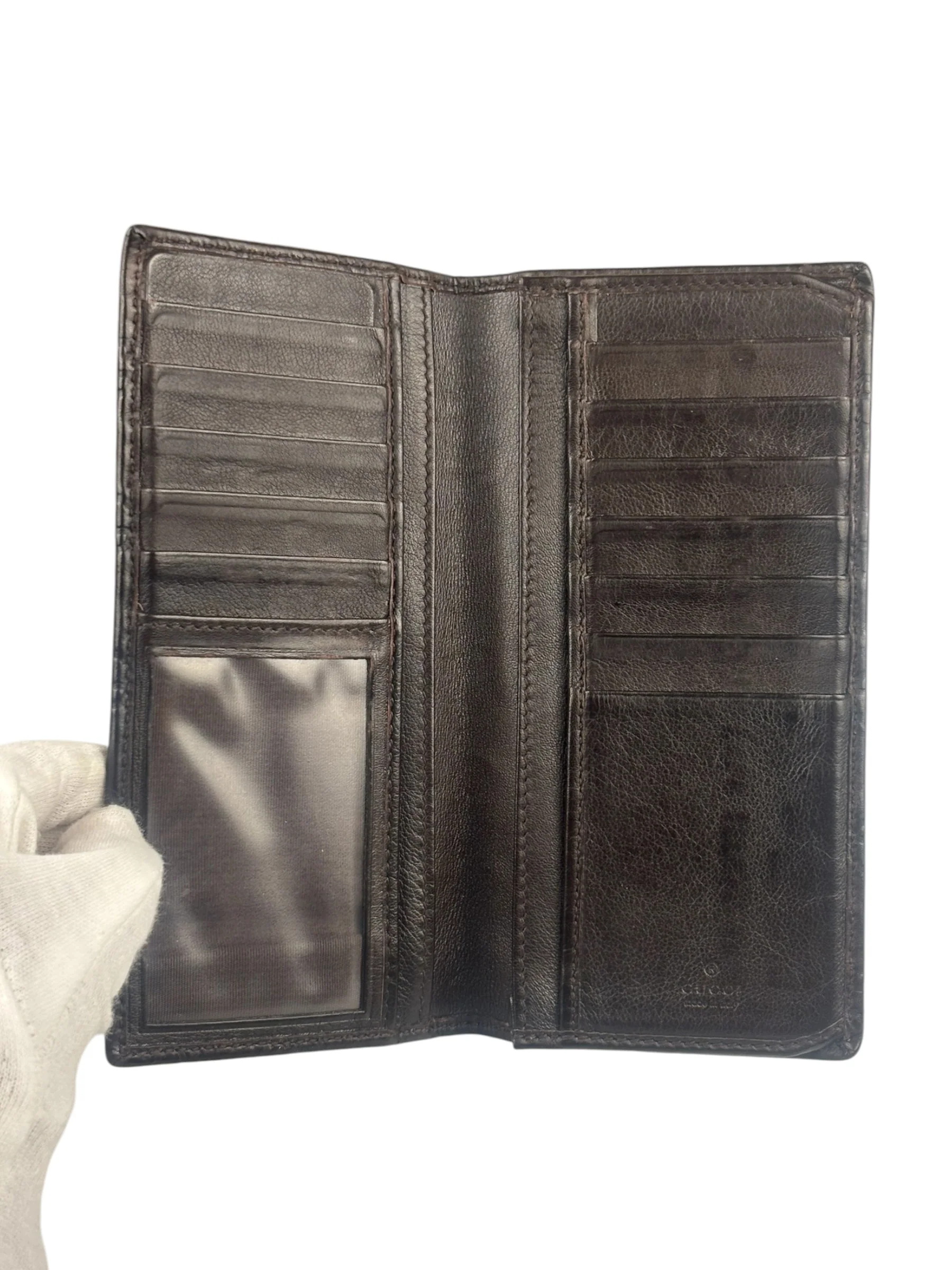 Gucci GG Brown Leather Guccissima Long Wallet - Image 6