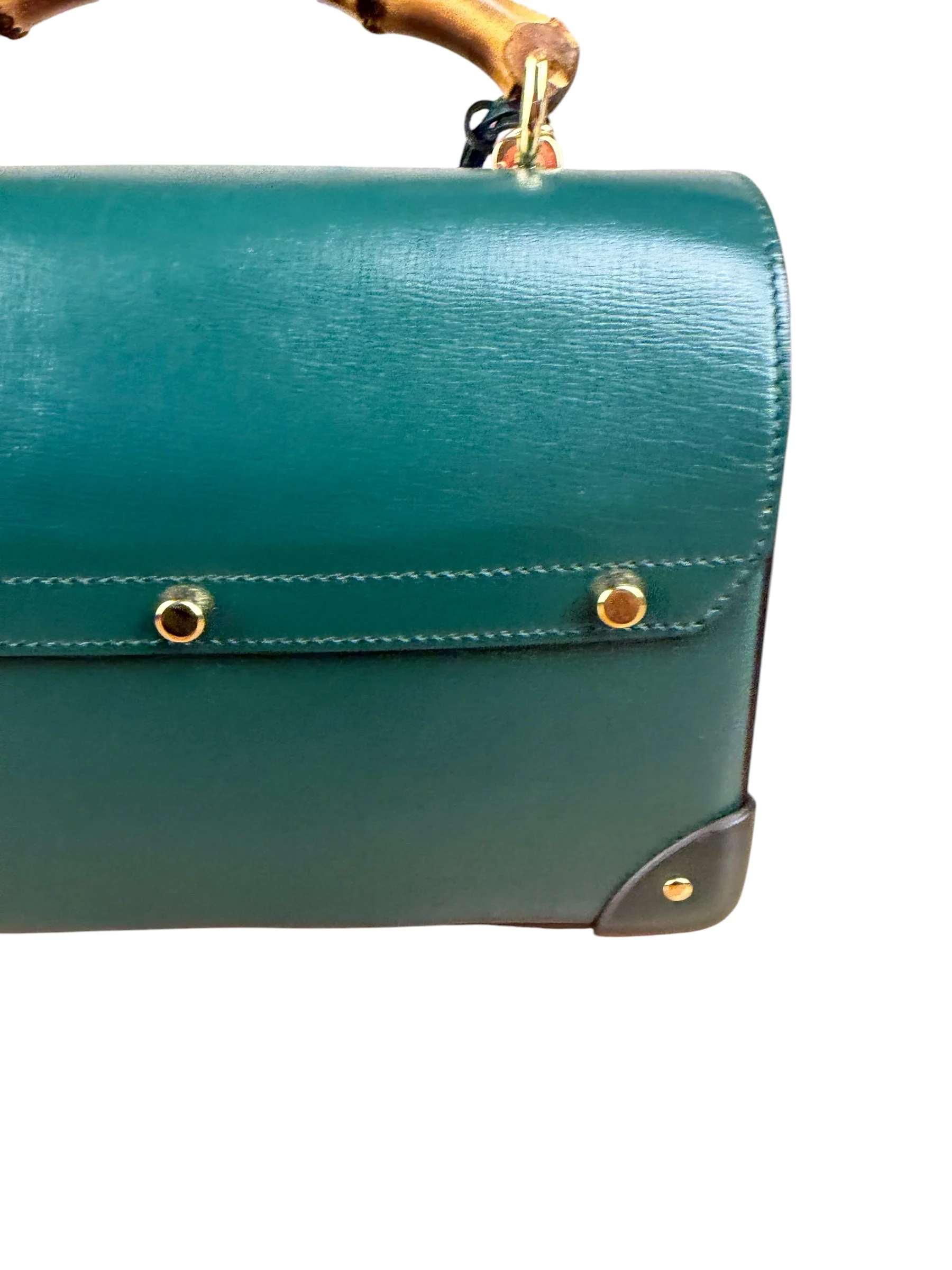 Gucci Green Padlock Bamboo Handle Handbag - Image 13
