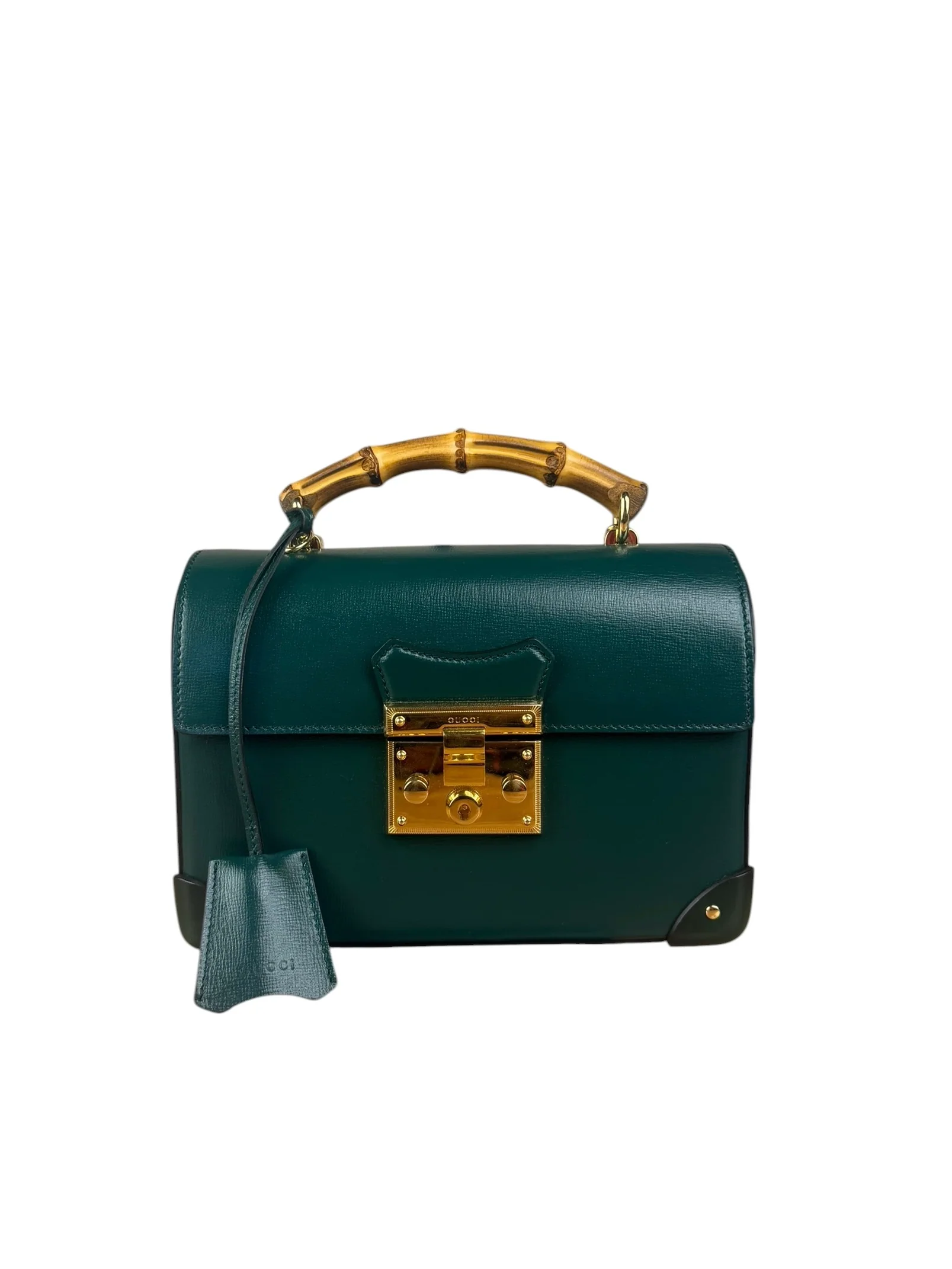 Gucci Green Padlock Bamboo Handle Handbag - Image 3
