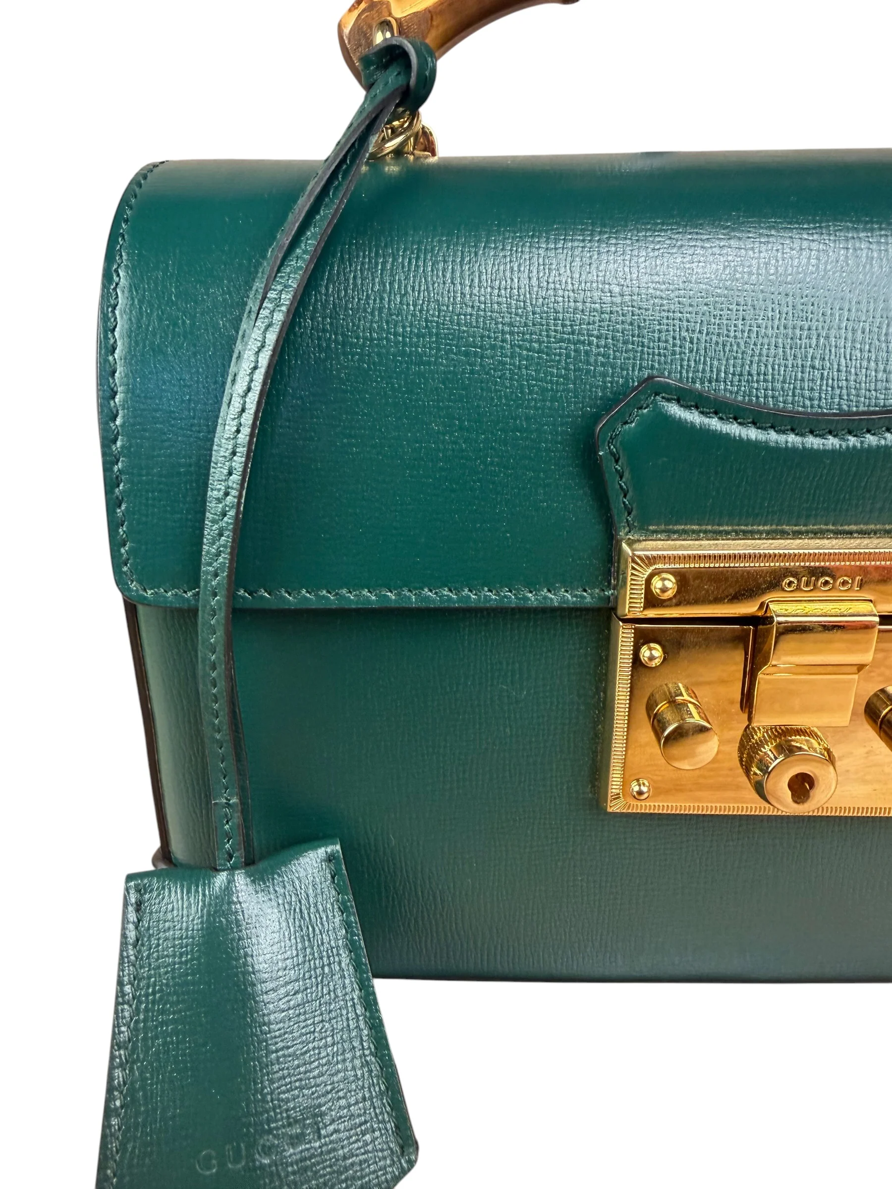 Gucci Green Padlock Bamboo Handle Handbag - Image 4