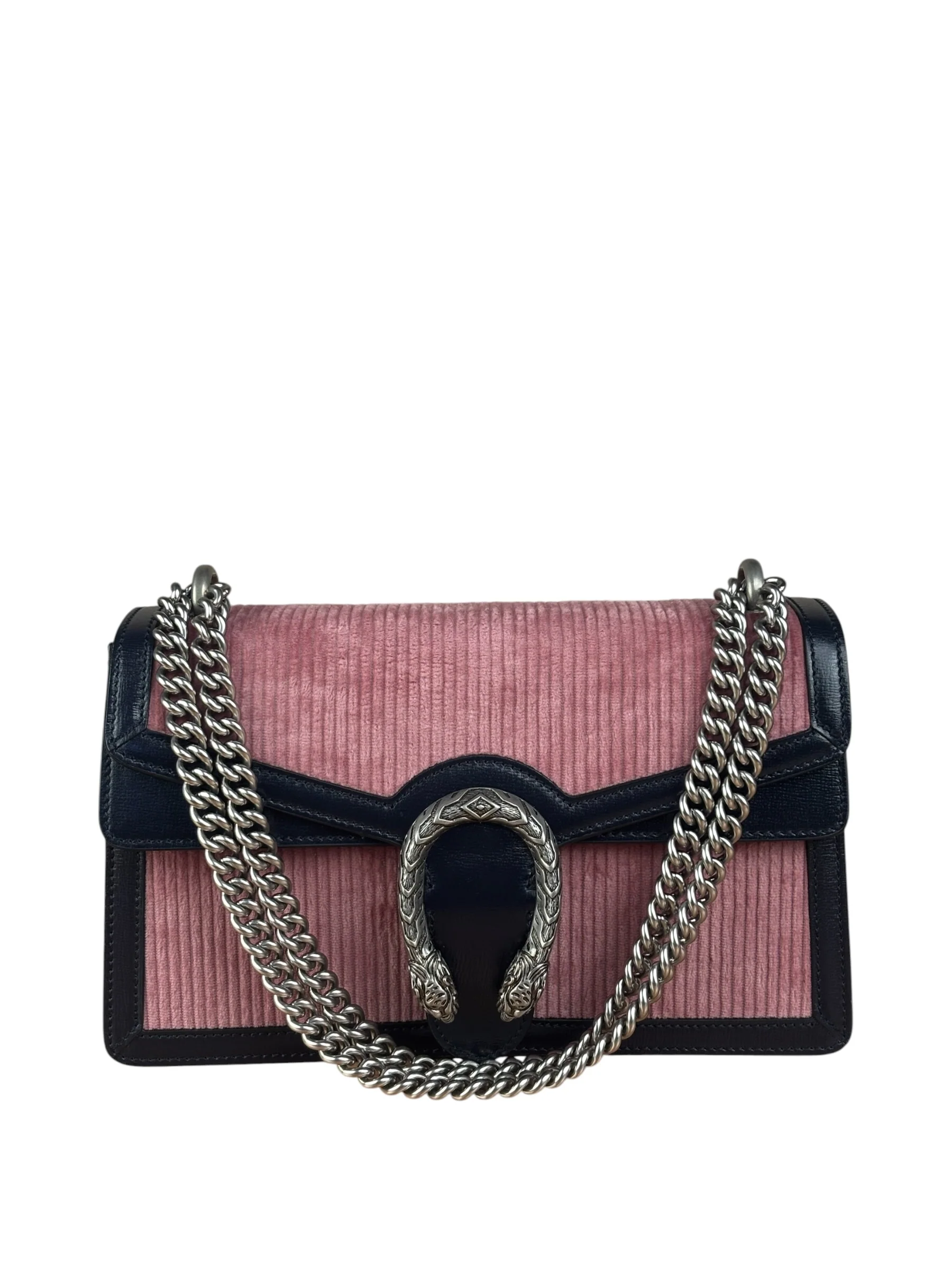 Gucci Pink Leather Trim Dionysus Corduroy Shoulder Bag