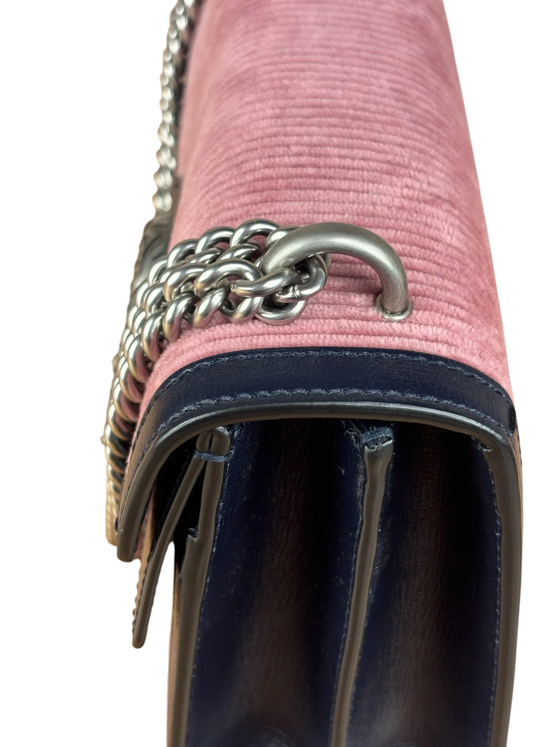 Gucci Pink Leather Trim Dionysus Corduroy Shoulder Bag - Image 5