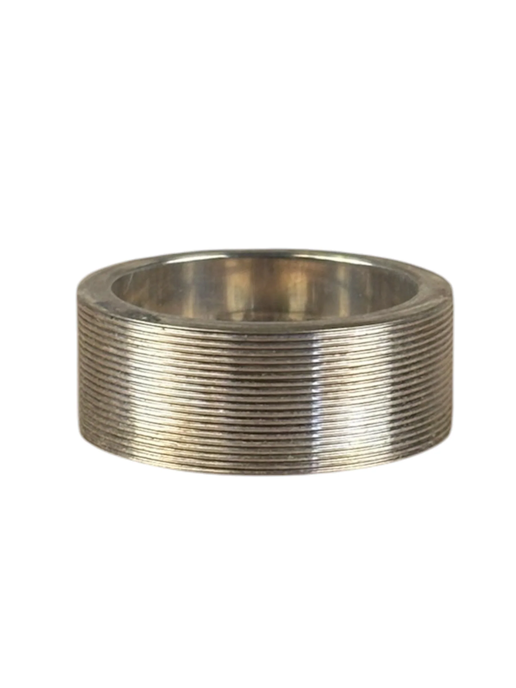 Gucci Silver Wide Flat Subtle Brushed Ring - Image 3