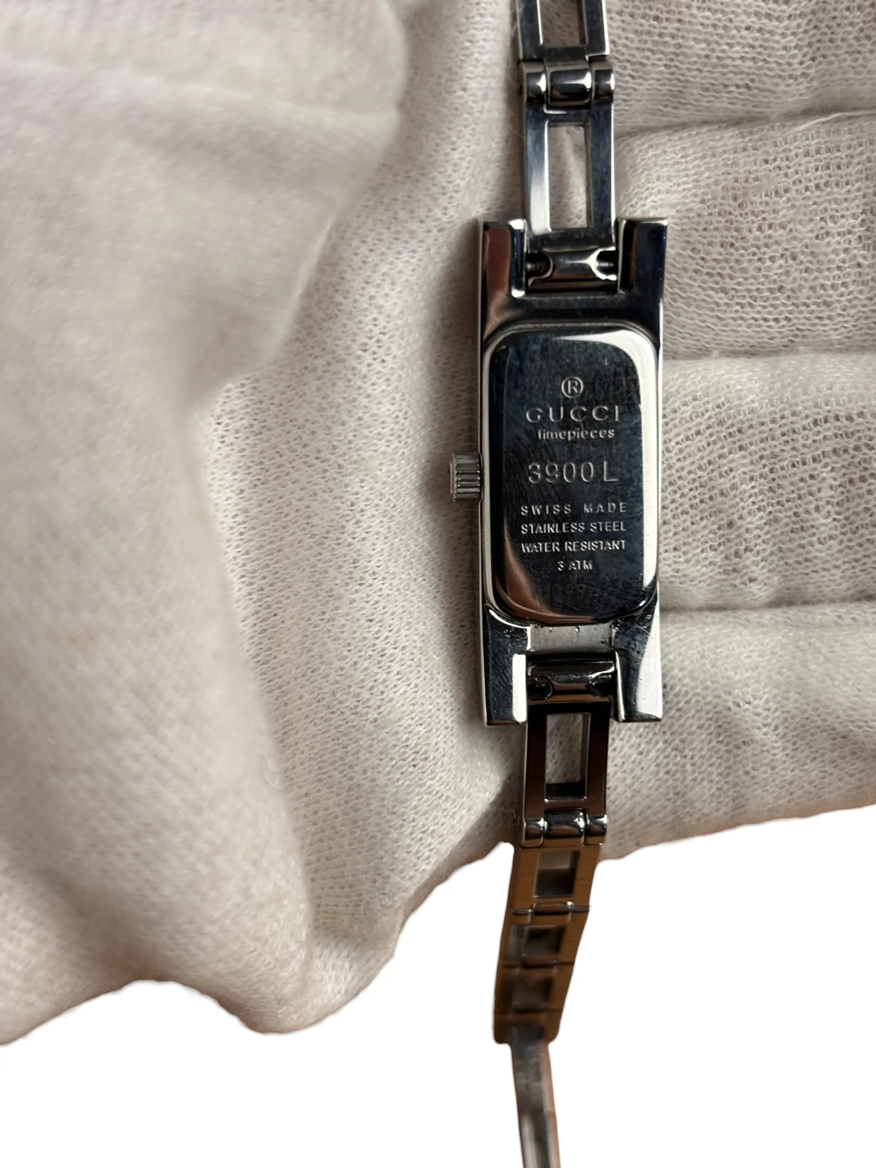 Gucci Vintage Black Dial Narrow Rectangular Link Watch 3900L - Image 2