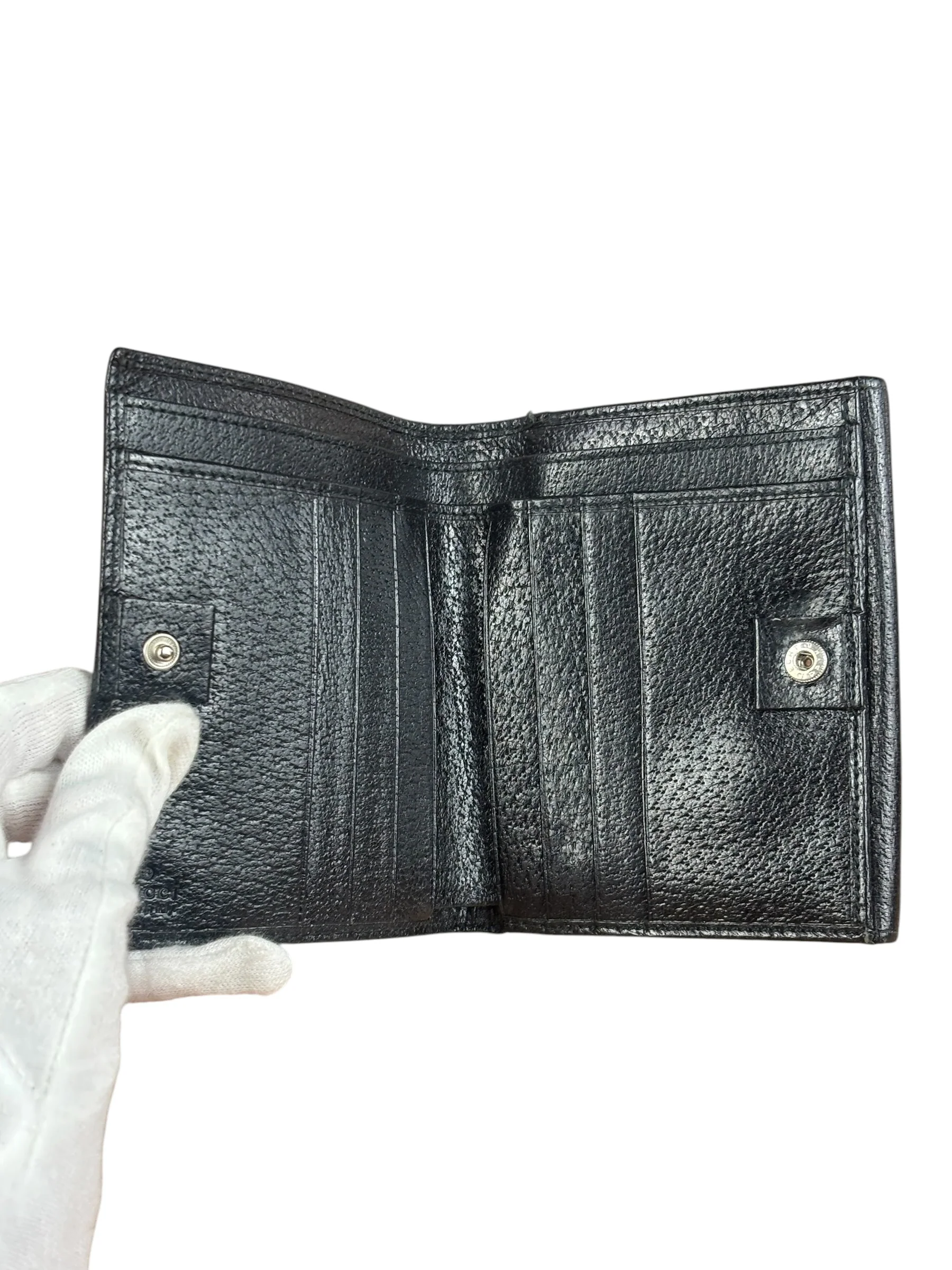 Gucci Vintage Black Leather Bi-Fold Wallet - Image 5