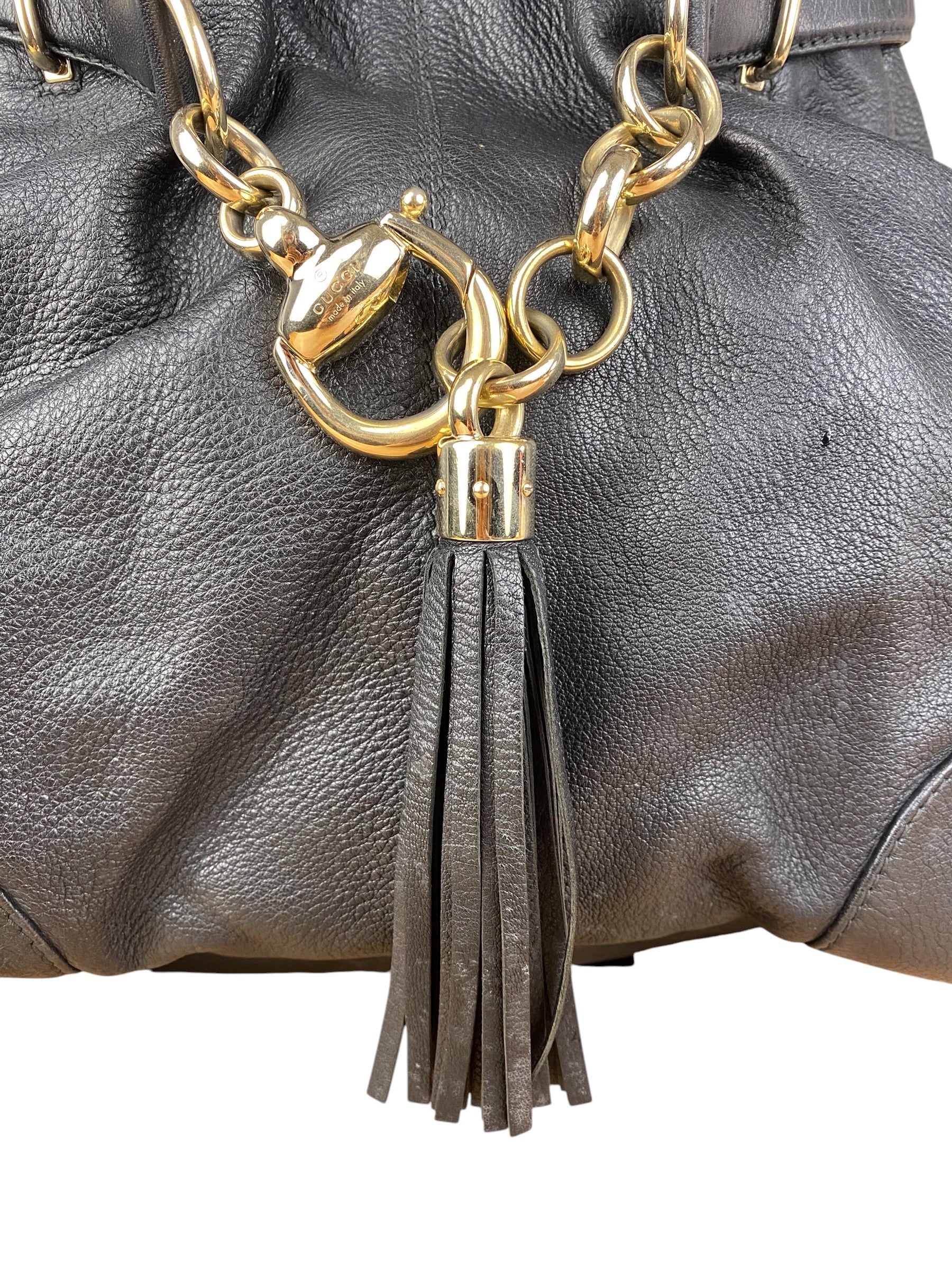 Gucci Vintage Black Leather Sienna Tote - Image 13