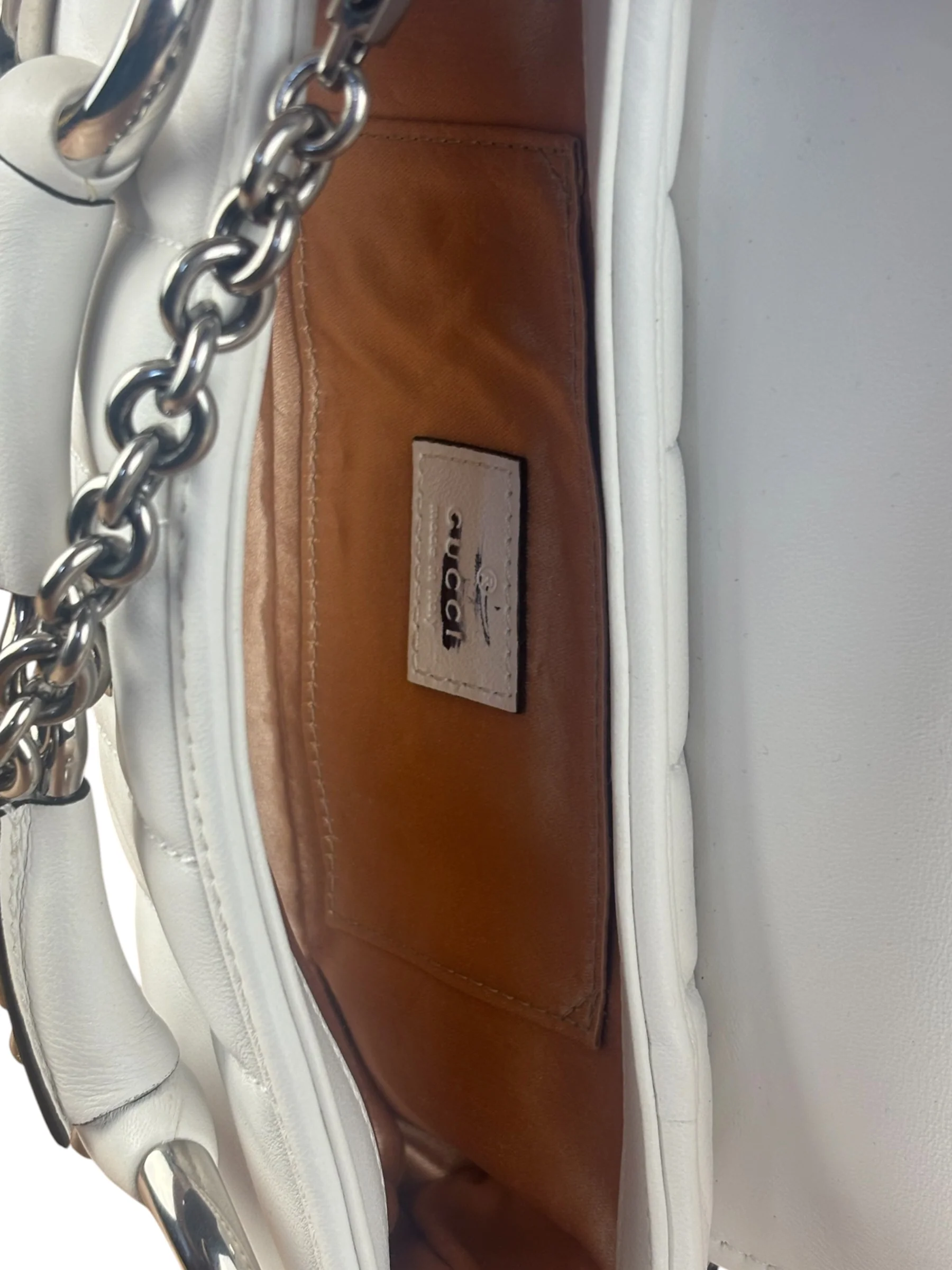 Gucci White Horsebit Vertical Quilted Leather Shoulder Bag - Image 5