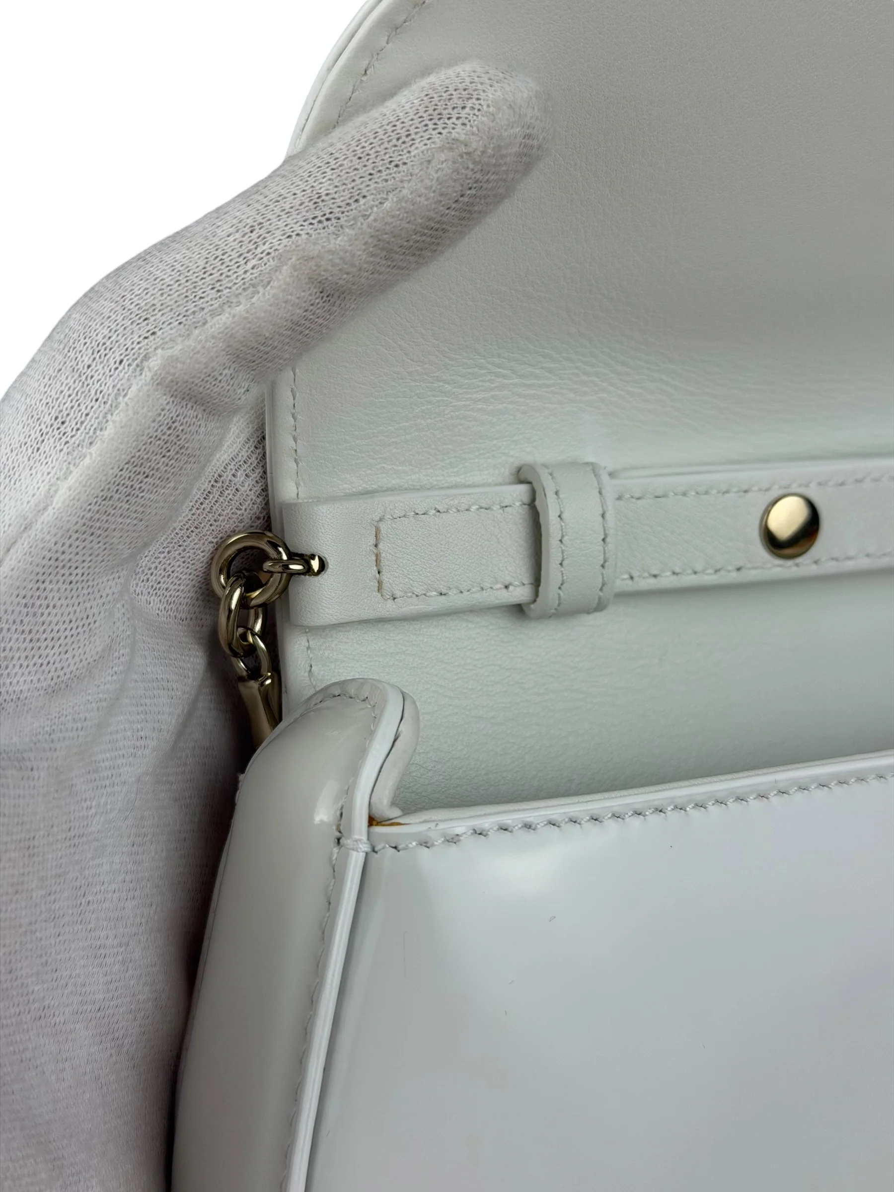 Gucci White Leather Bamboo Night Small Clutch/Pochette - Image 11