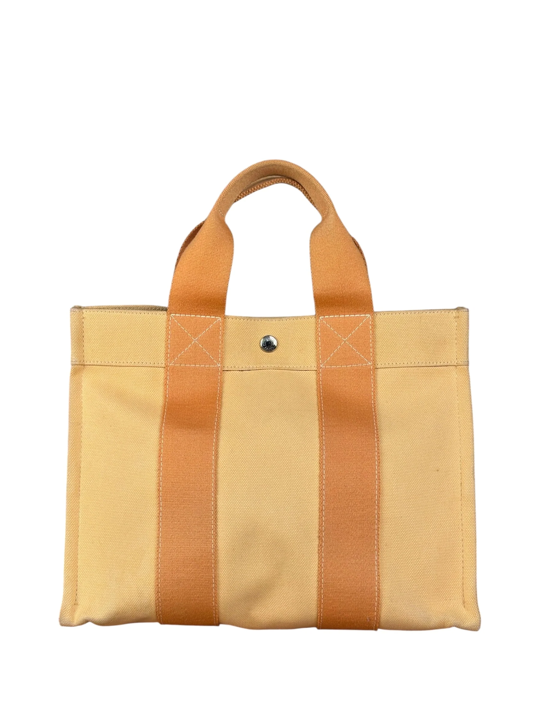 Hermes Bicolor Woven Cotton Bora Bora Canvas Tote Bag PM