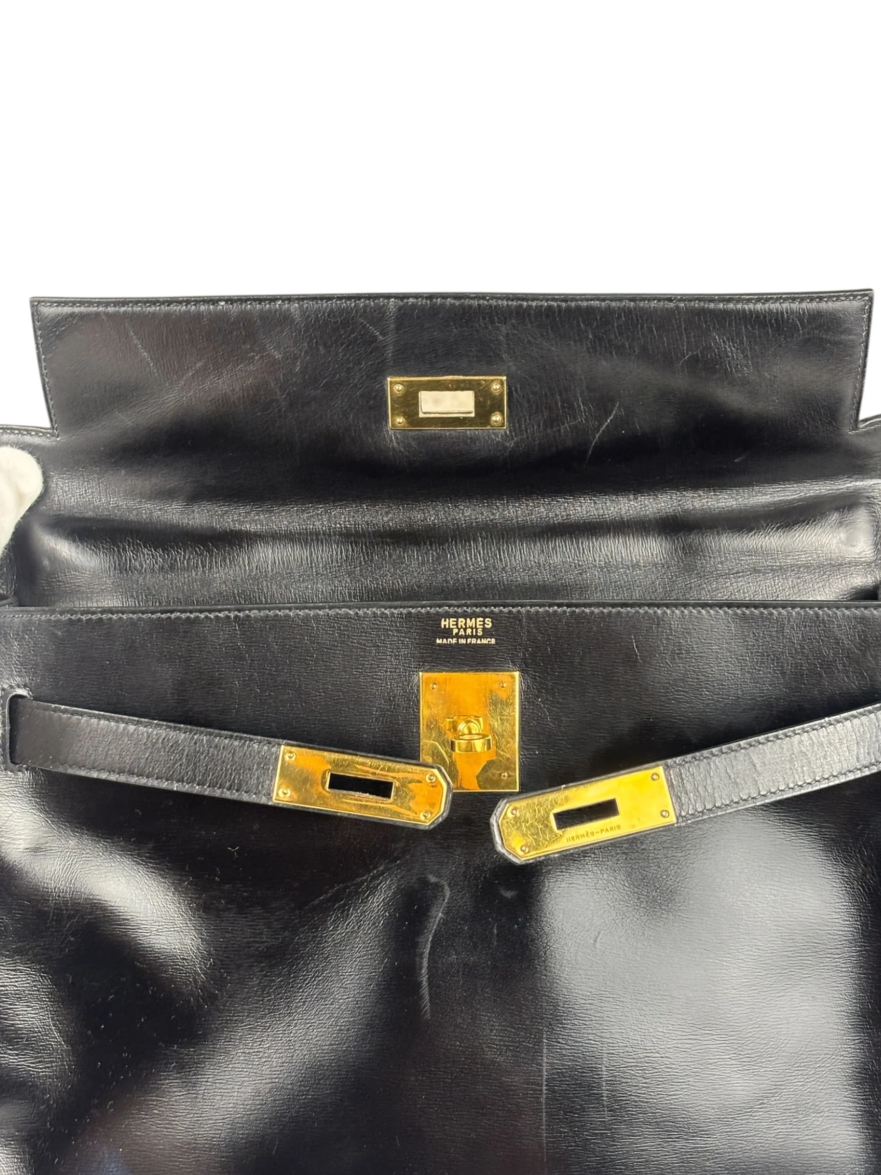 Hermes Black Box Leather Kelly 32 Handbag 1979 - Image 10
