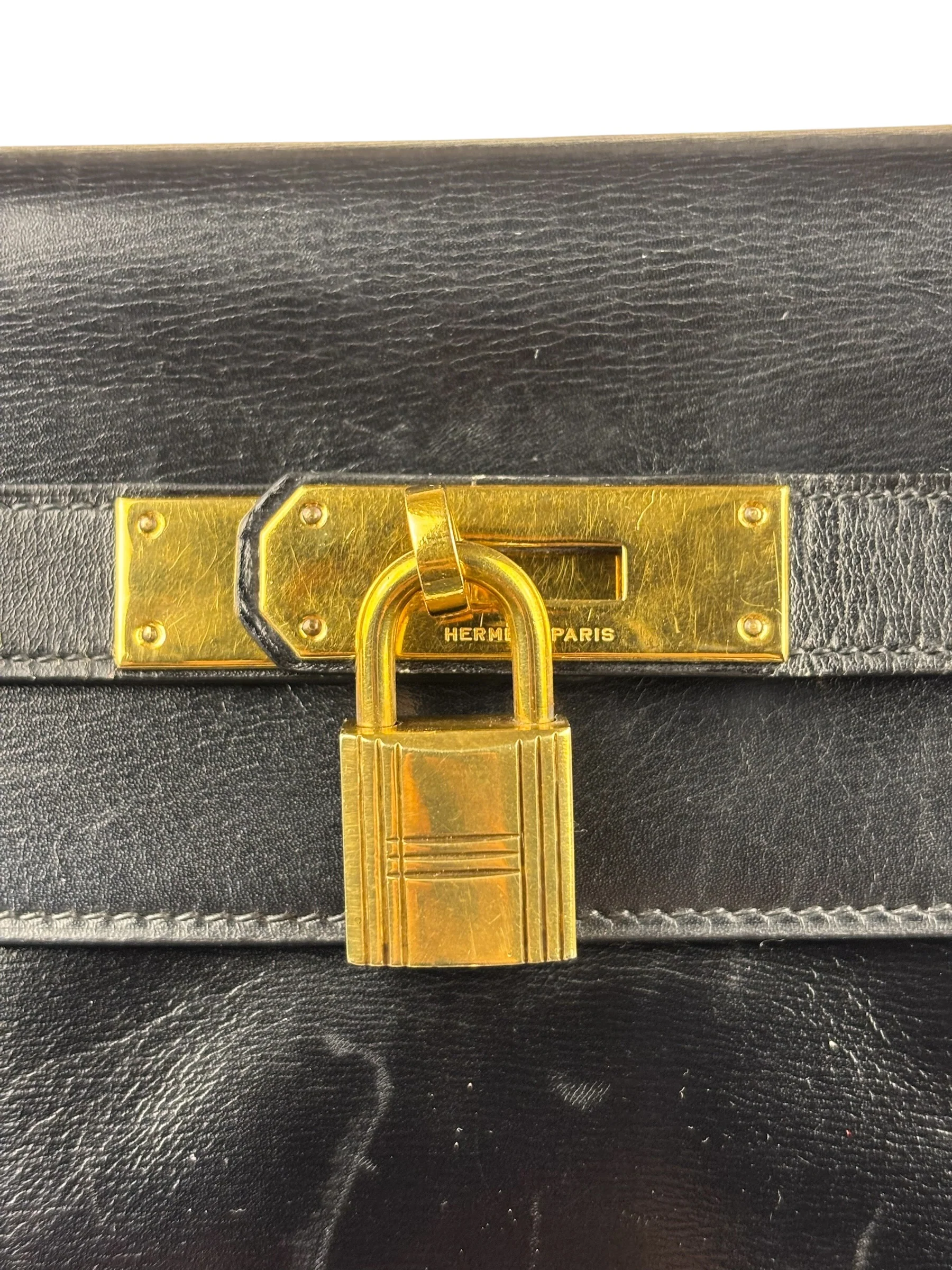 Hermes Black Box Leather Kelly 32 Handbag 1979 - Image 12